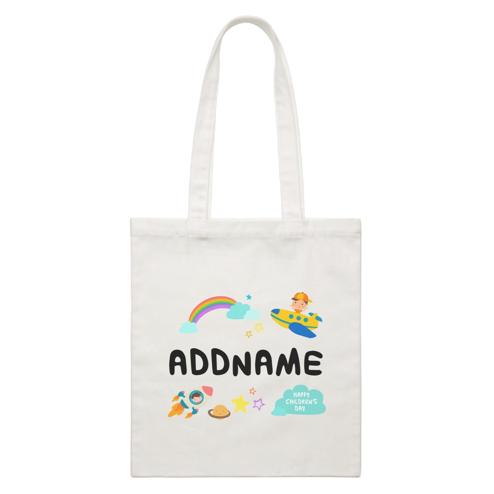 Children's Day Gift Series Adventure Boy Space Rainbow Addname  Canvas Bag