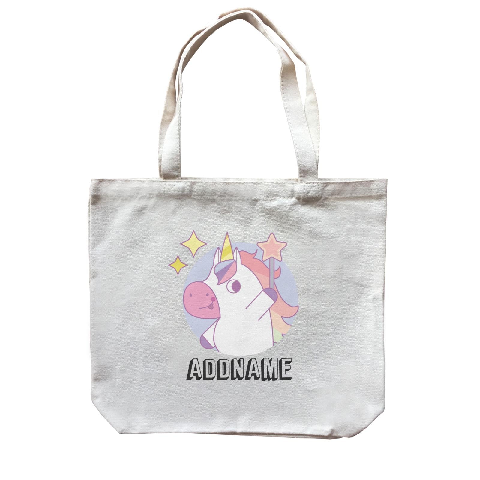 Birthday Unicorn Girl With Magic Wand Addname Canvas Bag