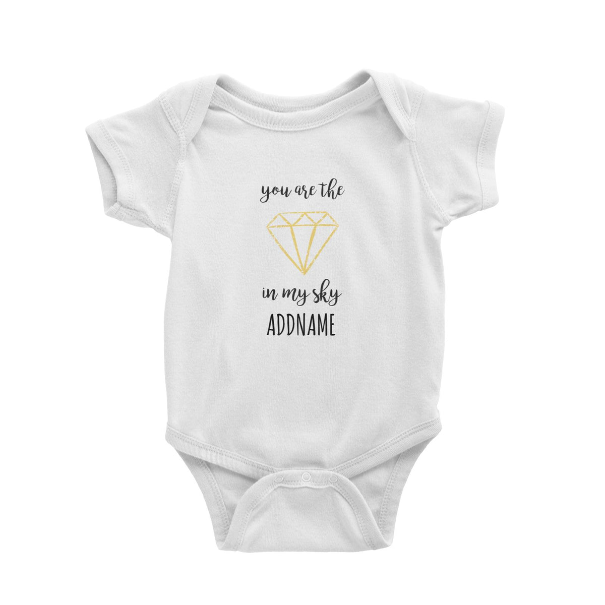 You Are the Diamond in my Sky Doodle Phrase White White Baby Romper