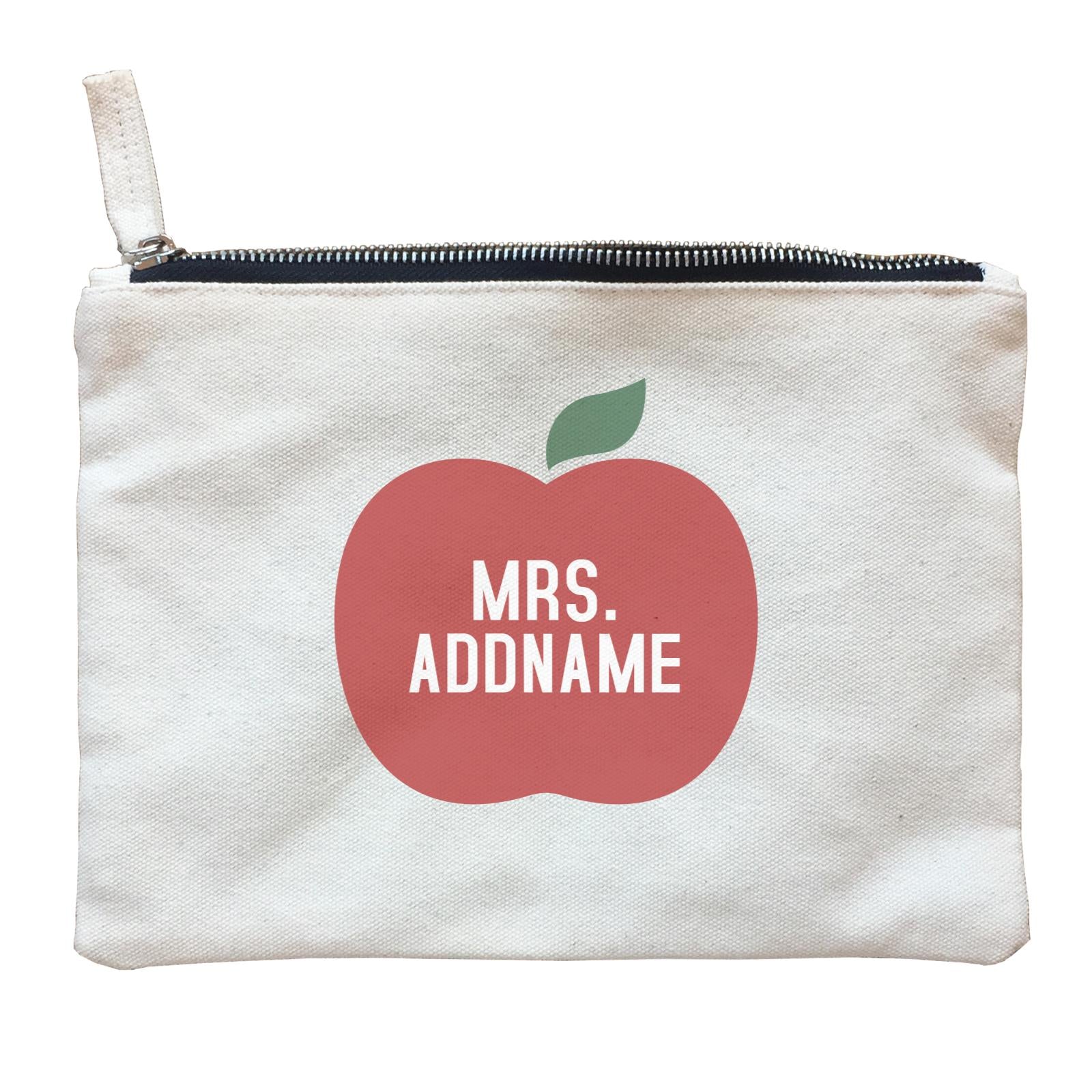 Teacher Addname Big Red Apple Mrs. Addname Zipper Pouch