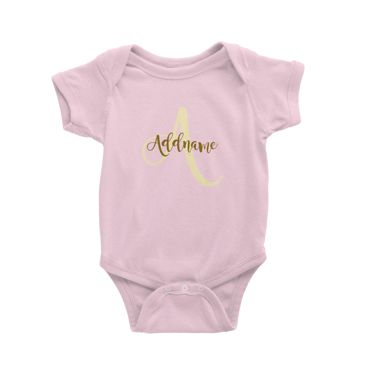 Modern Calligraphy Add Initial and Add Name in Yellow Baby Romper