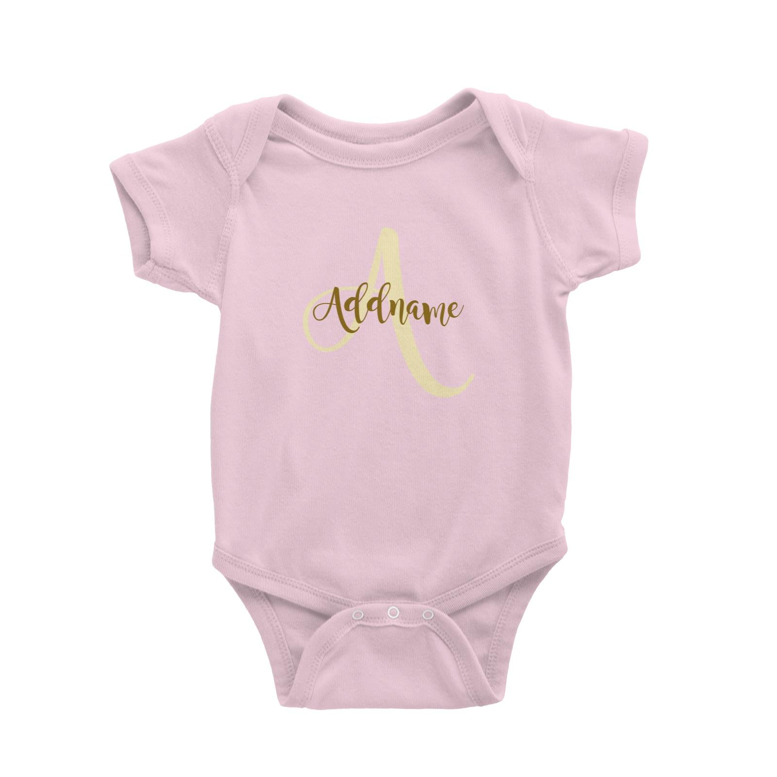 Modern Calligraphy Add Initial and Add Name in Yellow Baby Romper