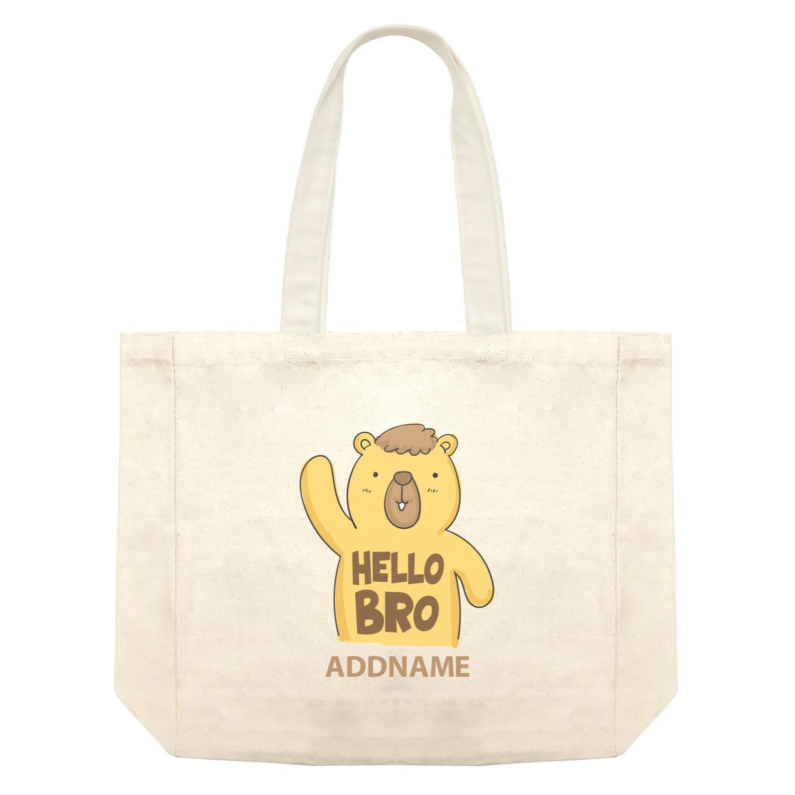 Cool Cute Animals Bear Hello Bro Addname Shopping Bag