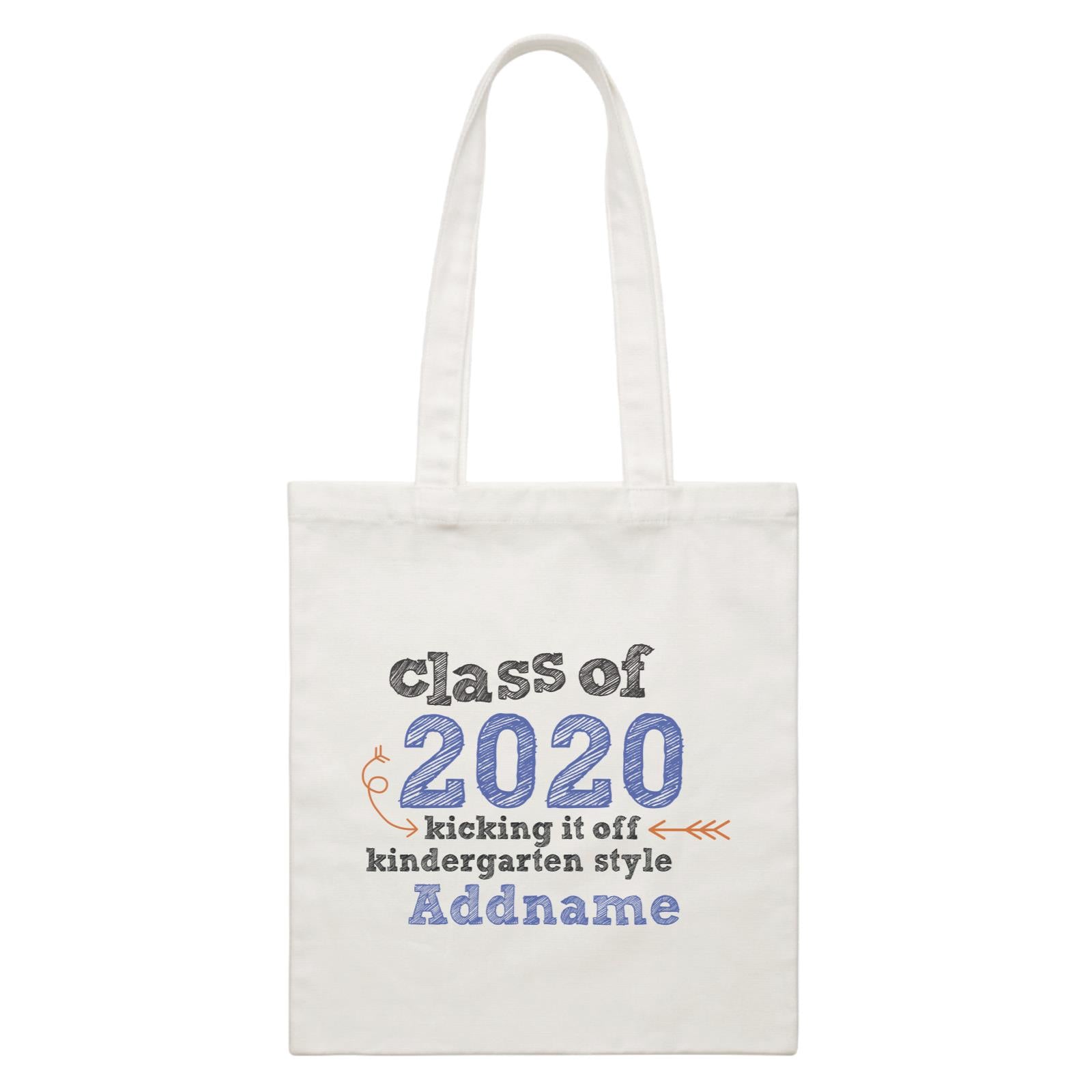 Graduation Series Kicking it off Kindergarten Style White Canvas Bag