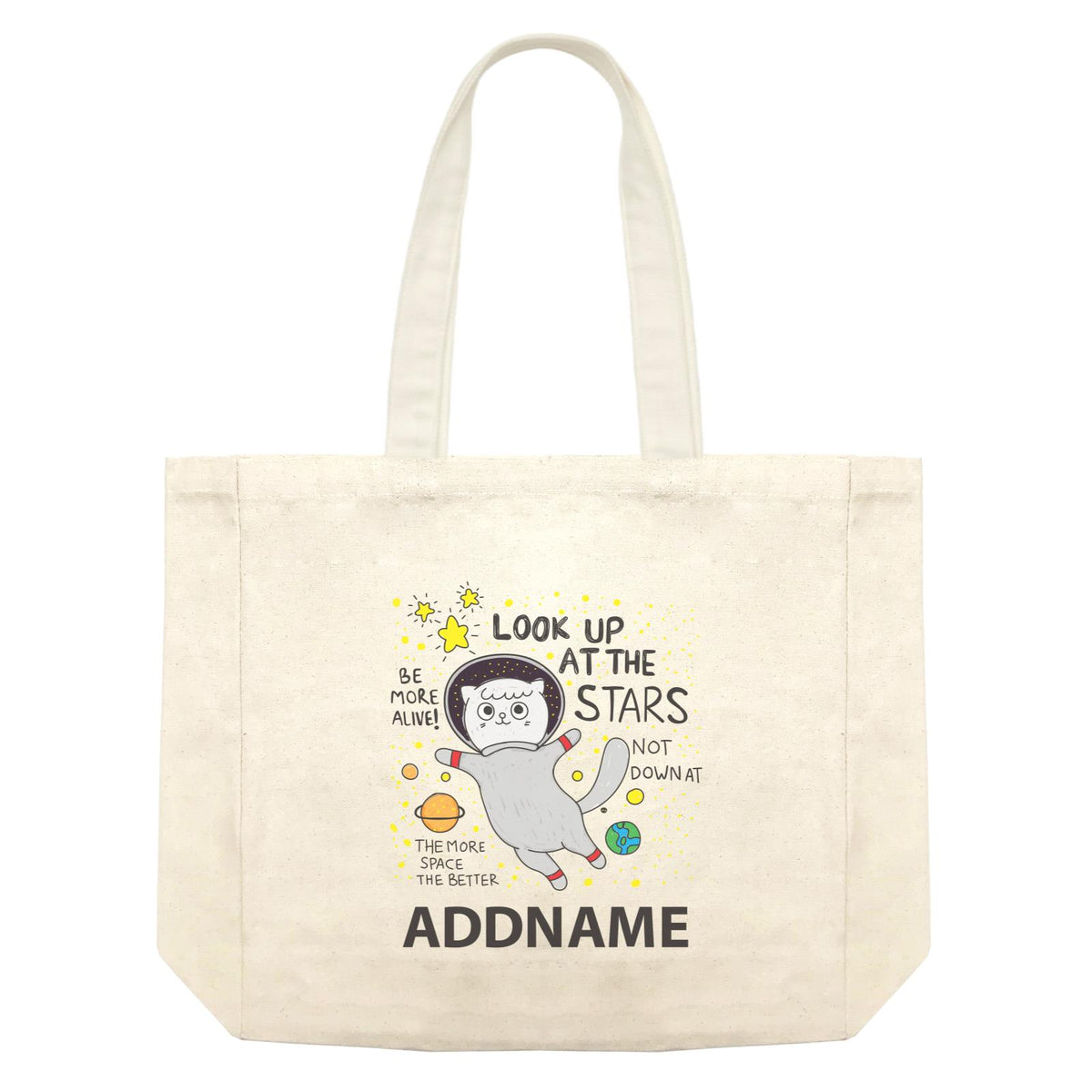 Cool Cute Animals Cats Look At The Stars Addname Shopping Bag