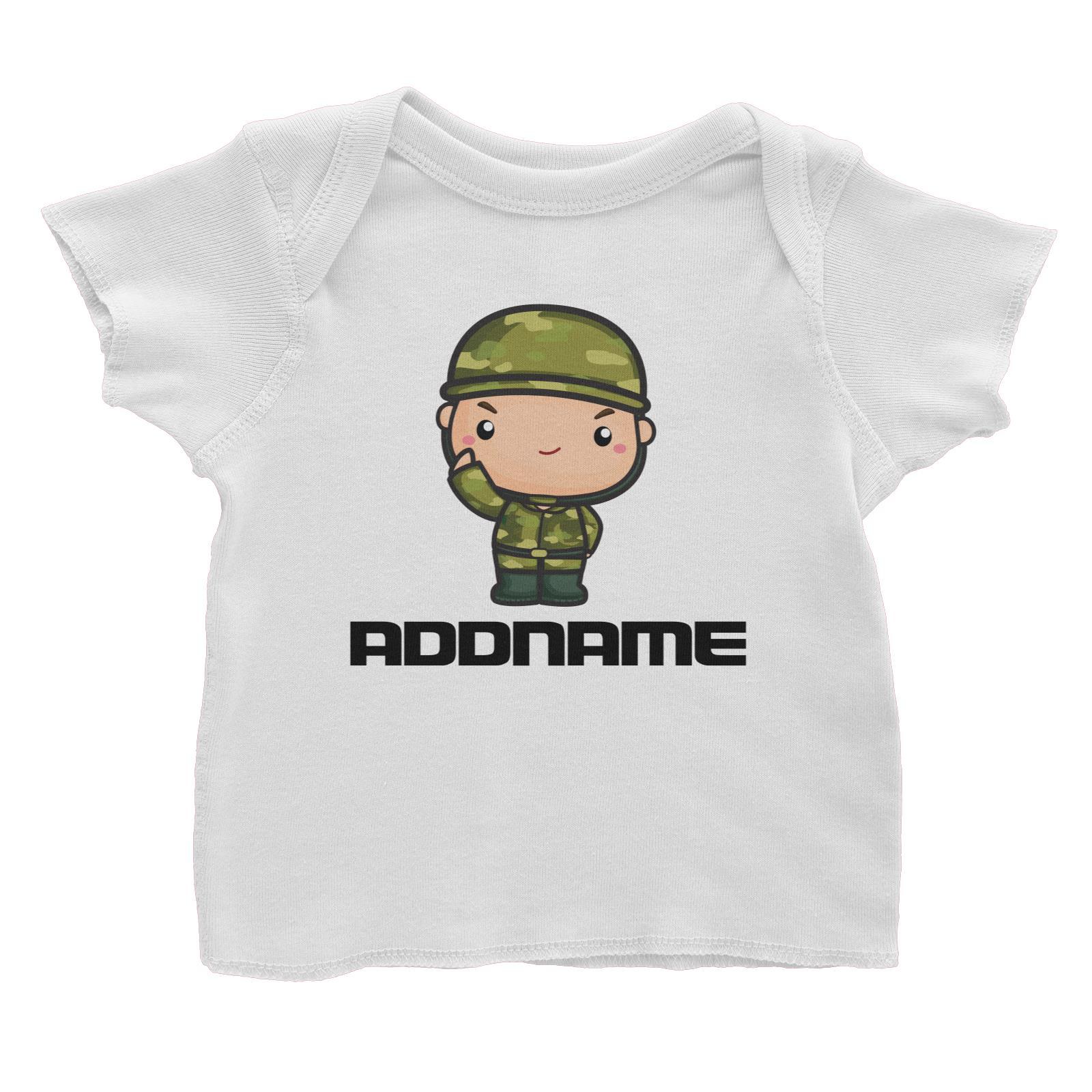 Birthday Battle Theme Army Soldier Boy Addname Baby T-Shirt