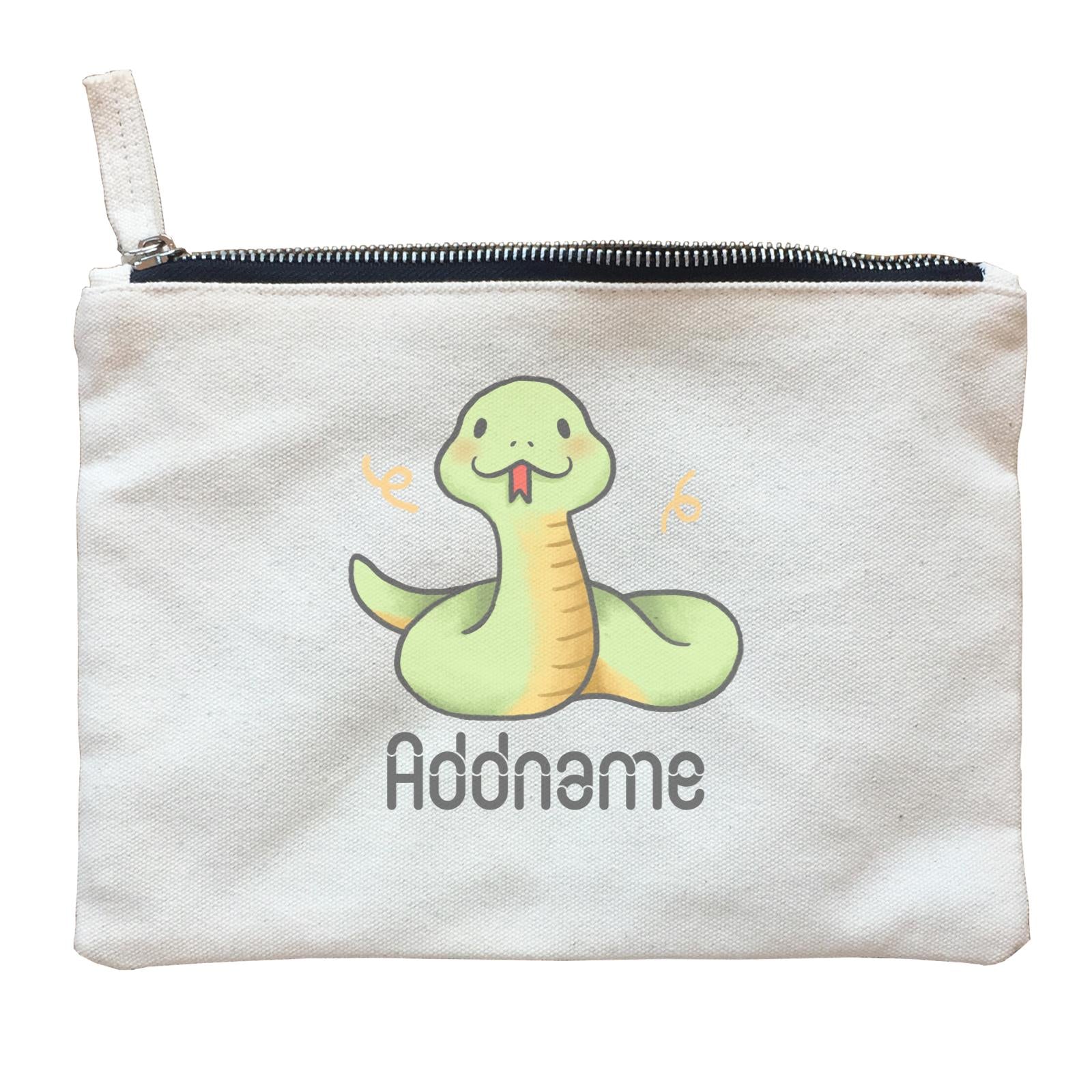 Cute Hand Drawn Style Snake Addname Zipper Pouch