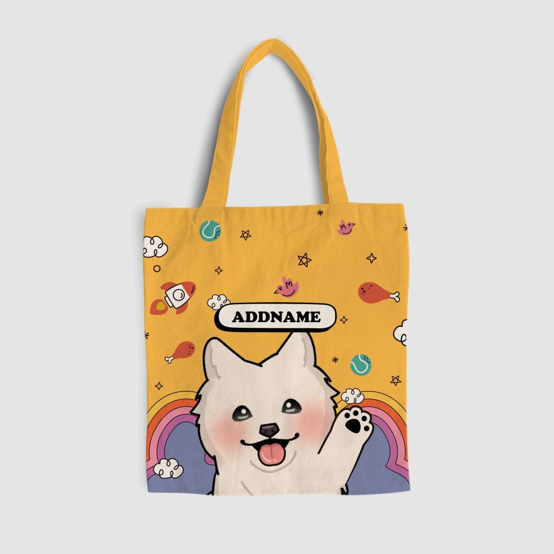 Paw Print Series Full Print Tote Bag - Samoyed