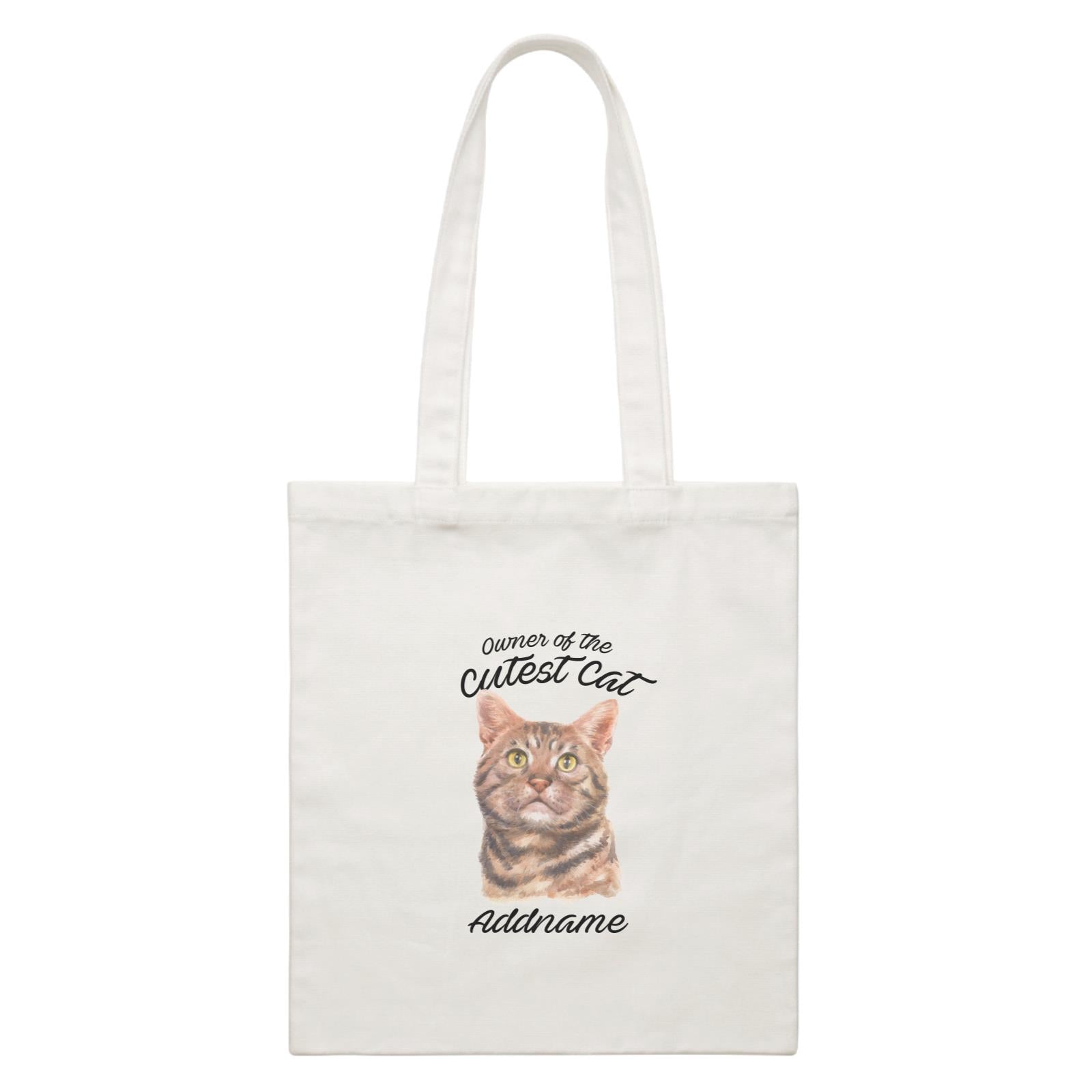Watercolor Owner Of The Cutest Cat American Shorthair Addname White Canvas Bag