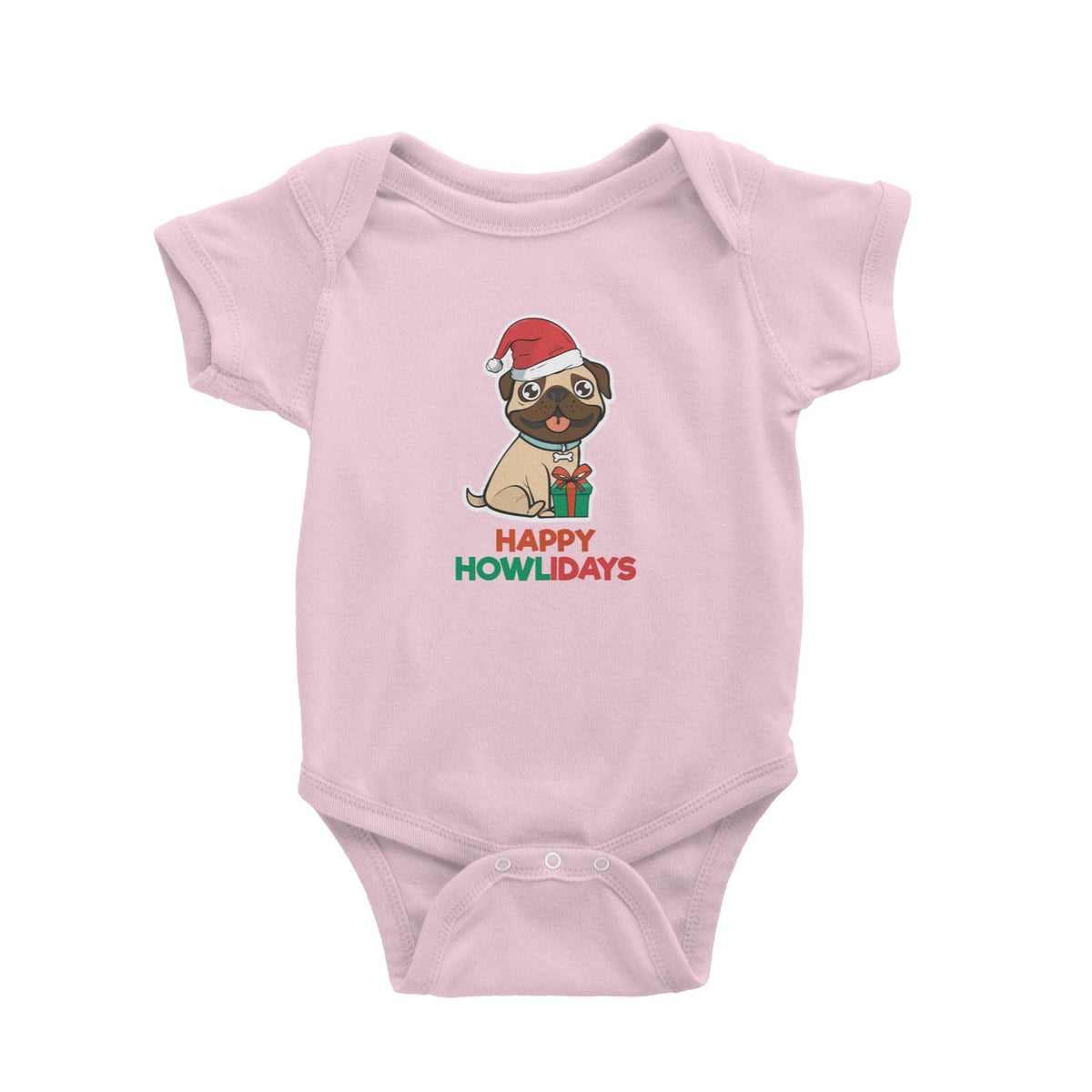 Happy Howlidays Pug Baby Romper Christmas Animal Funny Cute Dog Lover