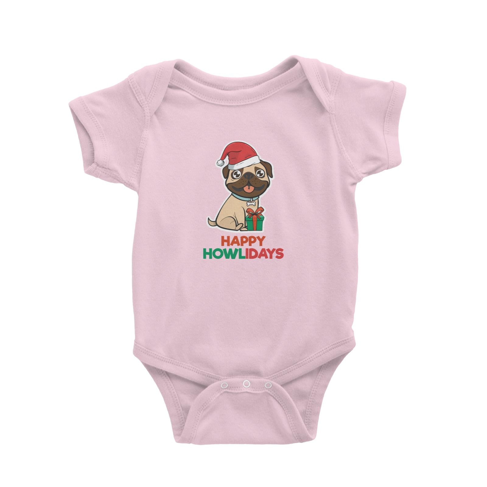 Happy Howlidays Pug Baby Romper Christmas Animal Funny Cute Dog Lover