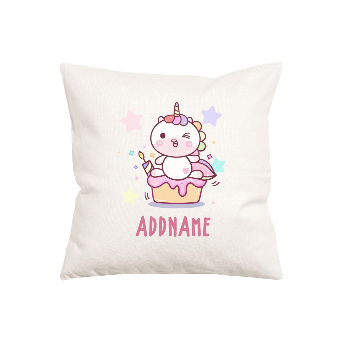 Unicorn And Princess Series Cute Unicorn Birthday Cupcake Addname Pillow Cushion