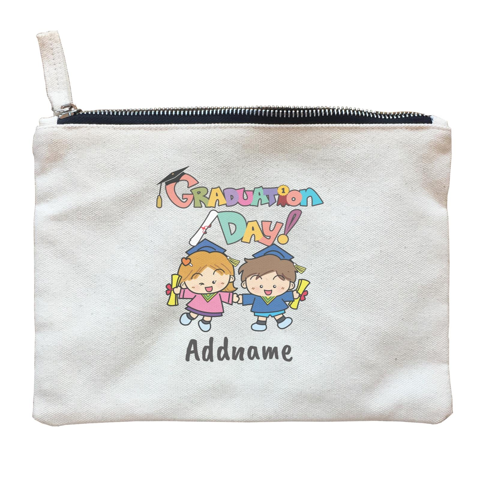 Graduation Series Cute Graduation Day with Little Boy & Little Girl Zipper Pouch