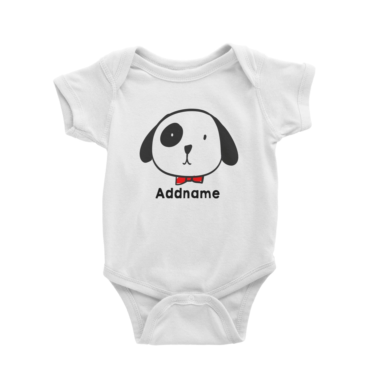 Dog With Red Bowtie White Baby Romper