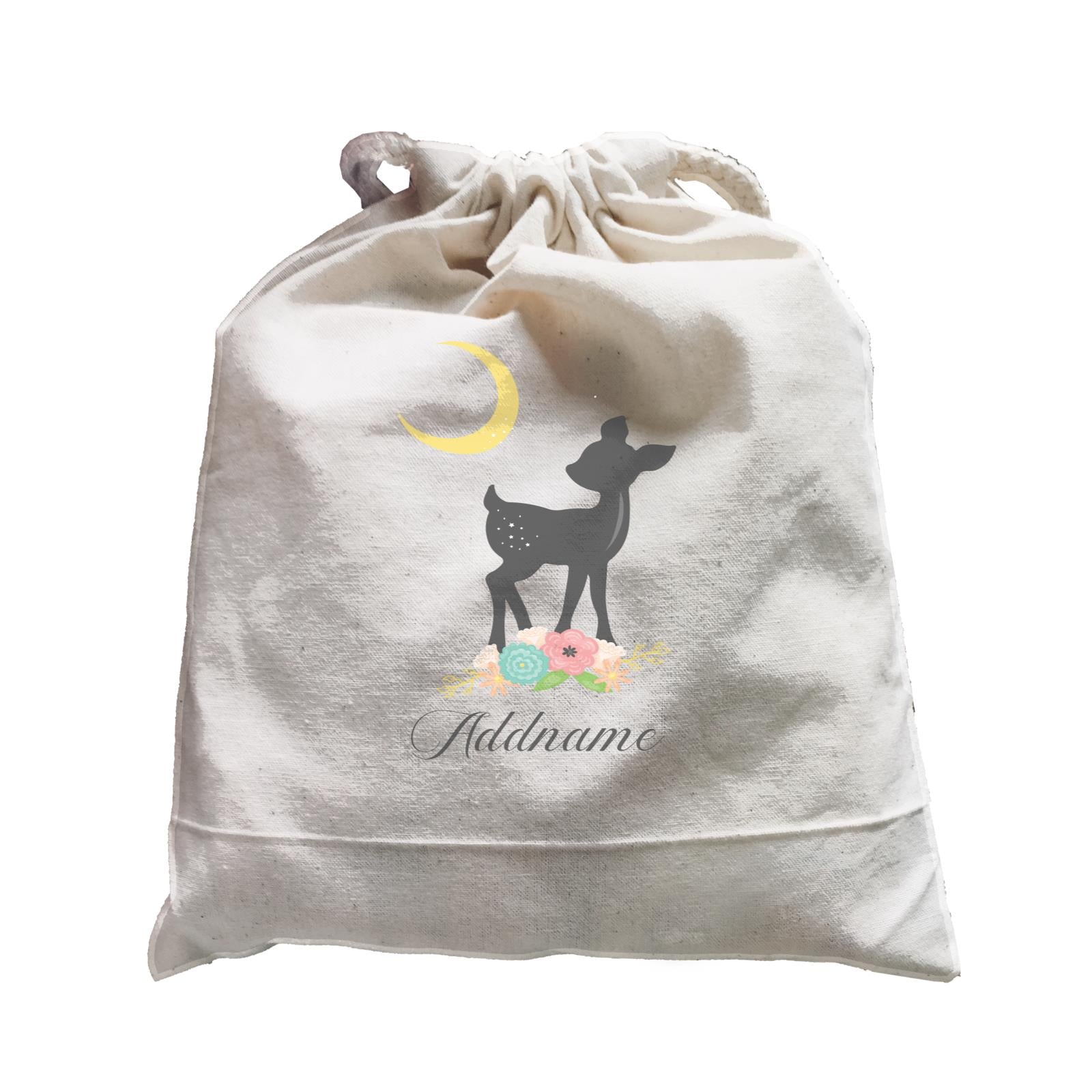 Basic Family Series Pastel Deer Black Fawn With Flower Addname Satchel