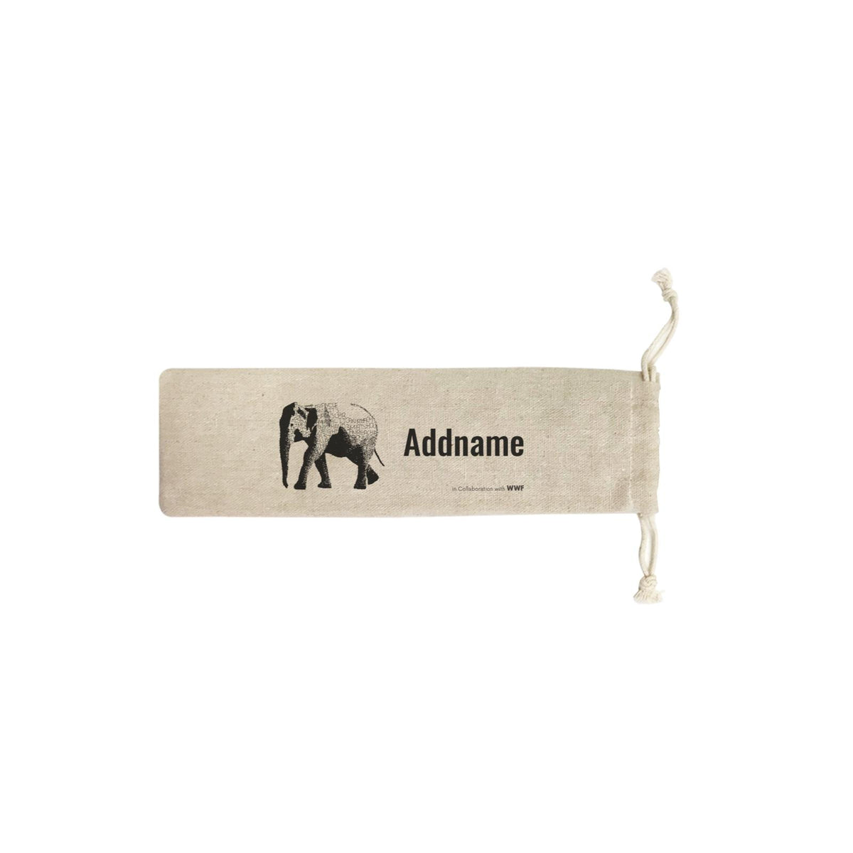 Hand Written Animals Asiatic Elephant By ArtC Addname SB Straw Pouch (No Straws included)