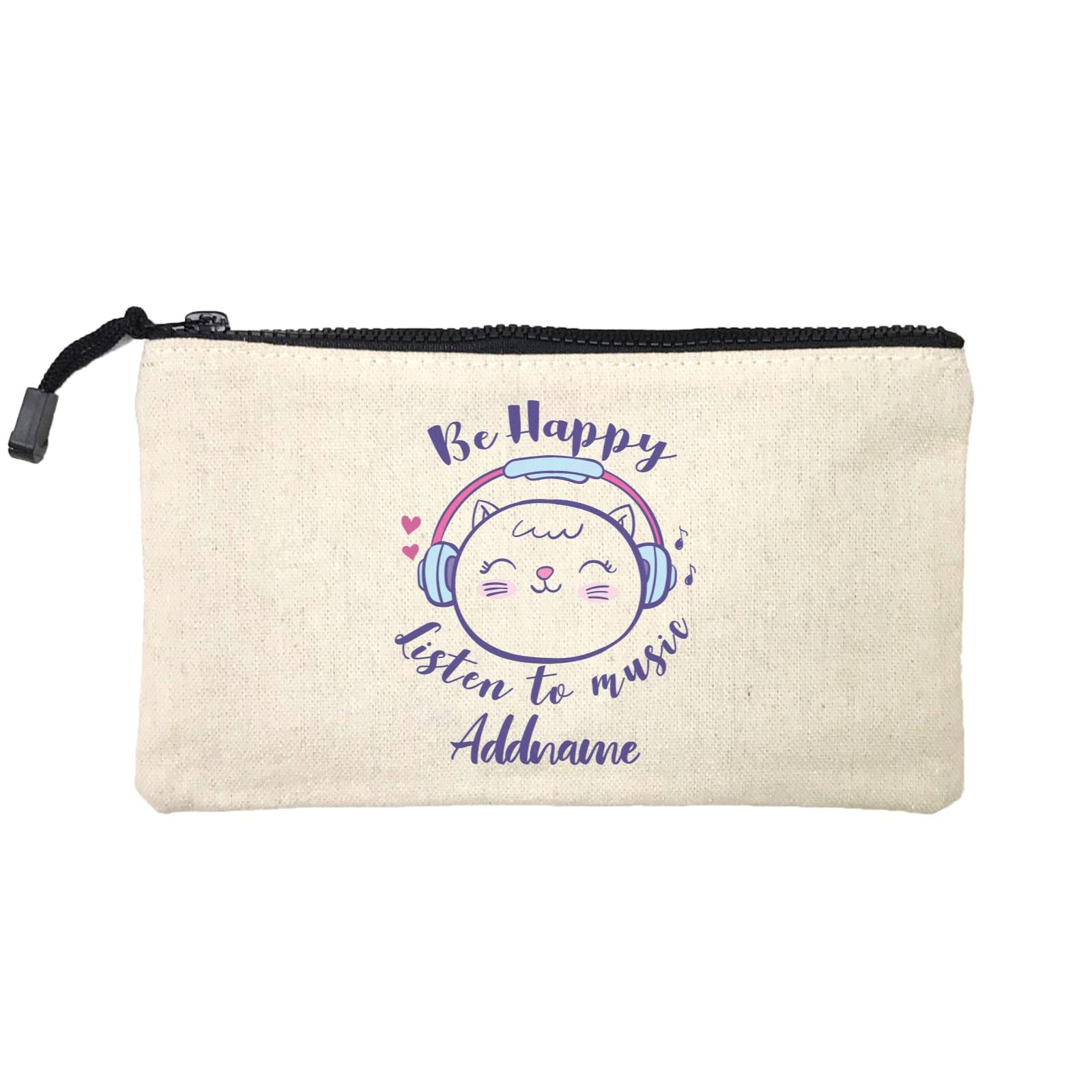 Cool Cute Animals Cats Be Happy Listen To Music Addname Mini Accessories Stationery Pouch