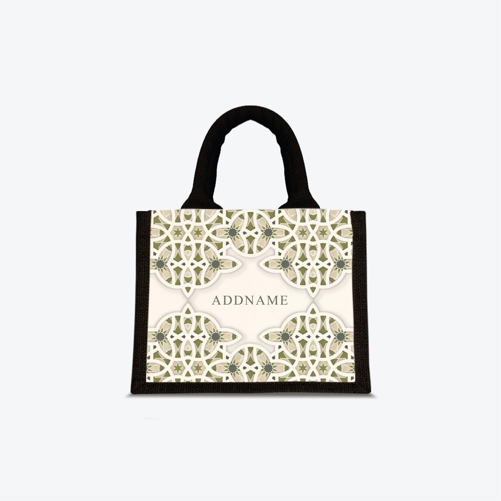 Ratu Series Half Lining Mini Jute Bag - Green