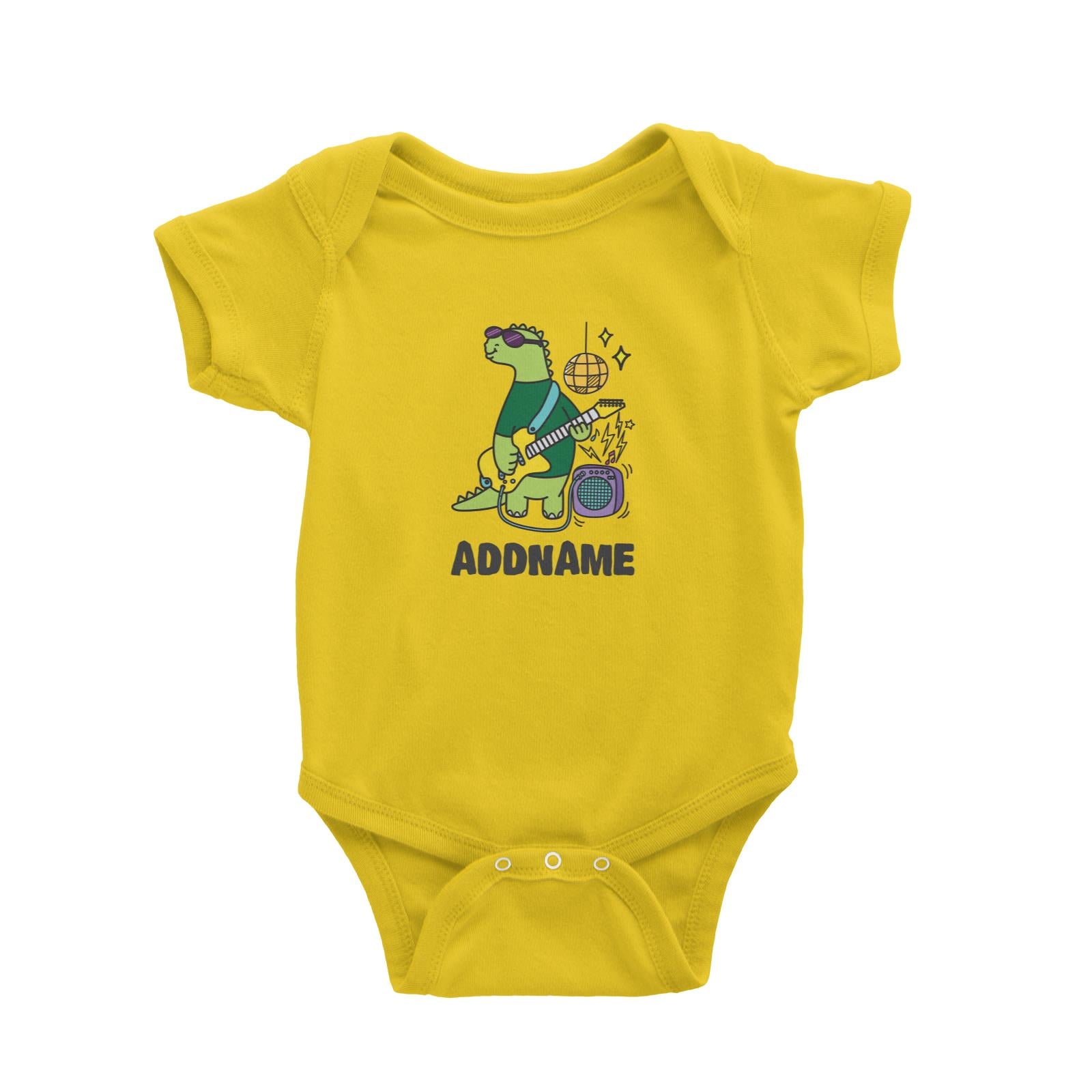 Super Cute Dinosaur Cool Guitarist Baby Romper