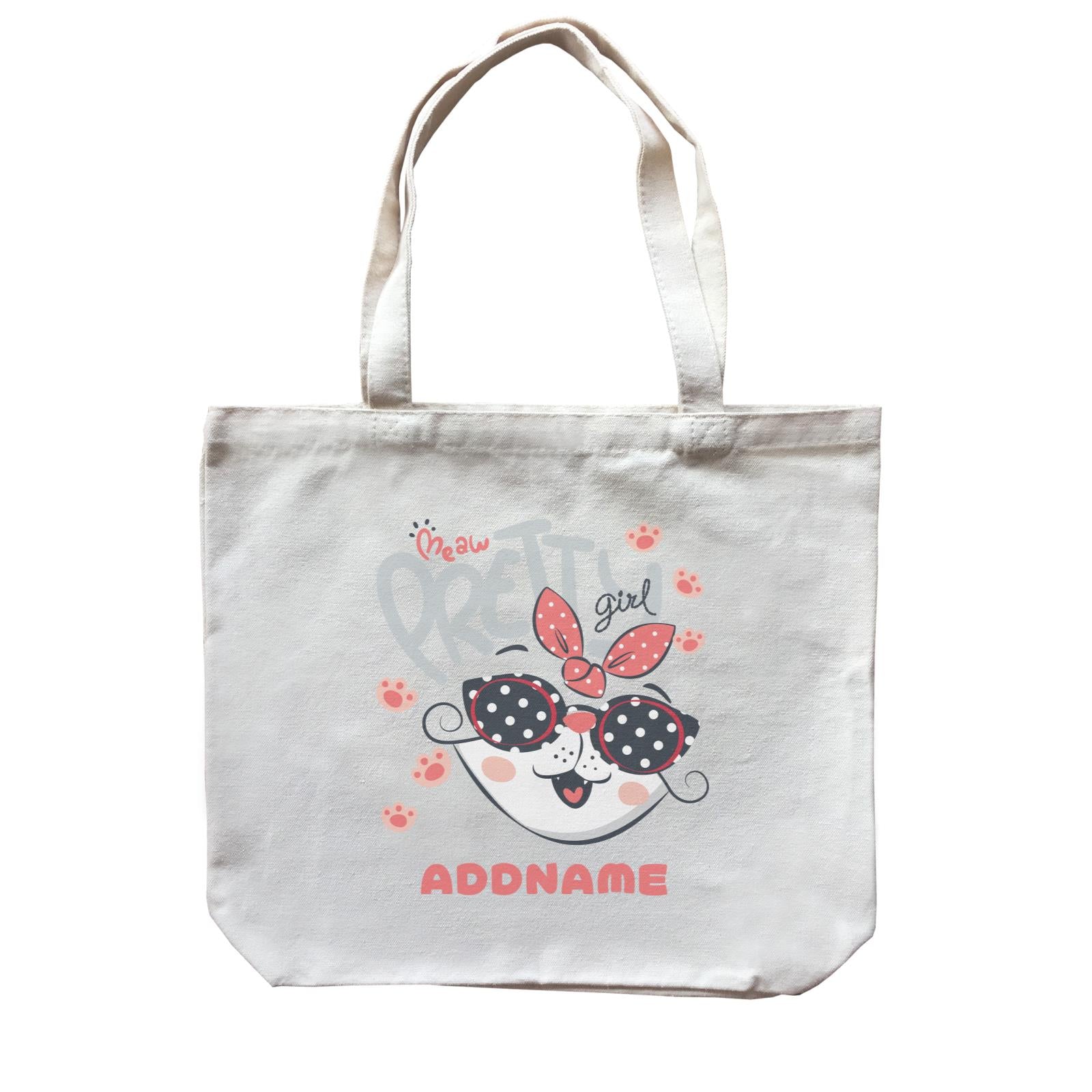 Meaw Pretty Girl Cat Addname Canvas Bag