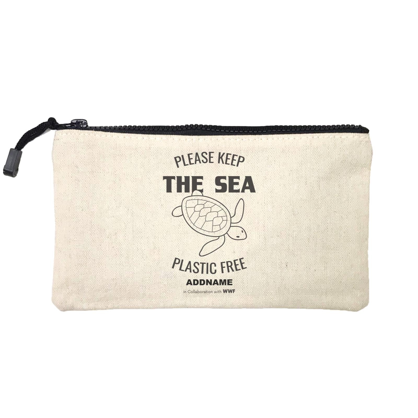 Please Keep The Sea Plastic Free Turtle Monochrome Addname Mini Accessories Stationery Pouch