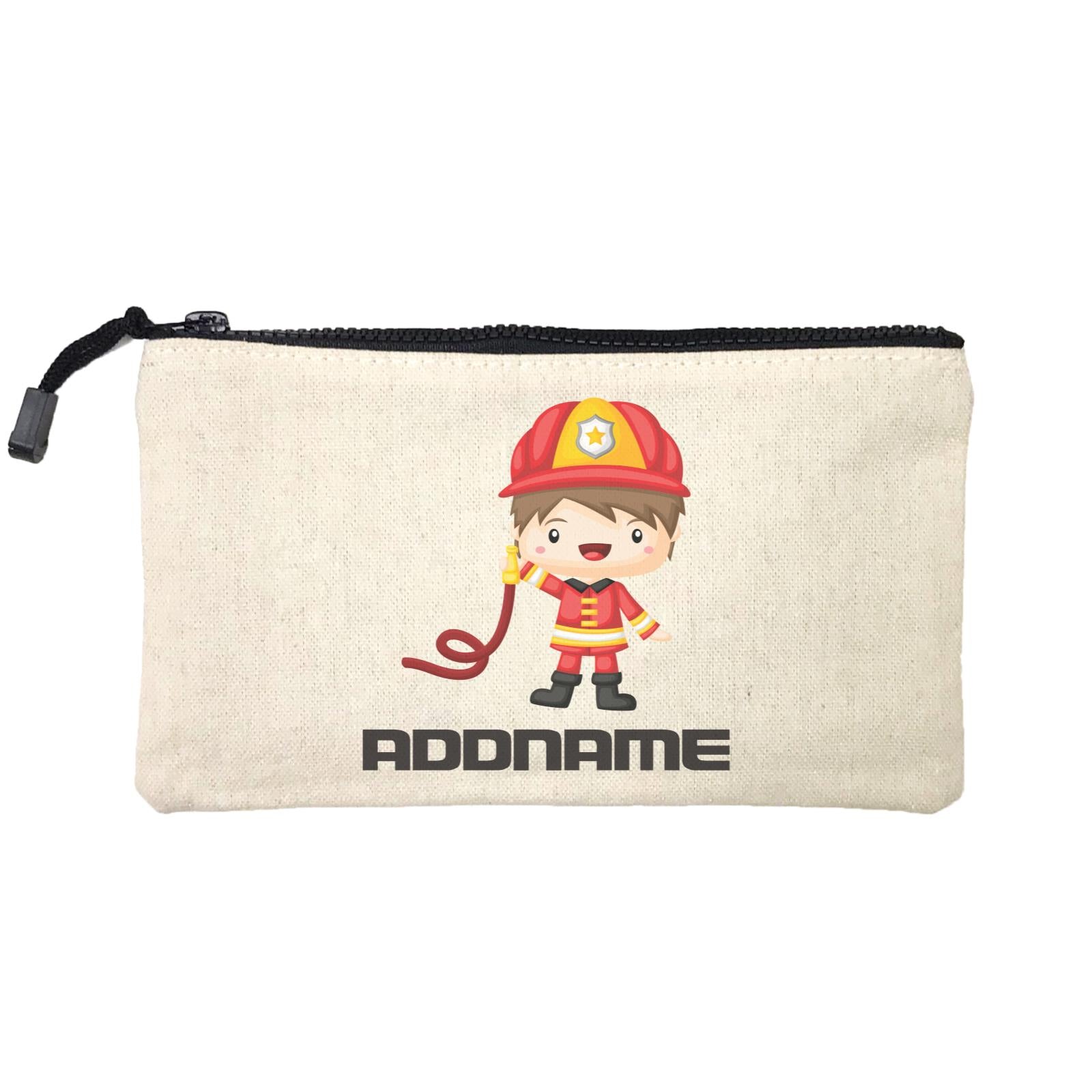 Birthday Firefighter Boy Holding Water Hose Addname Mini Accessories Stationery Pouch