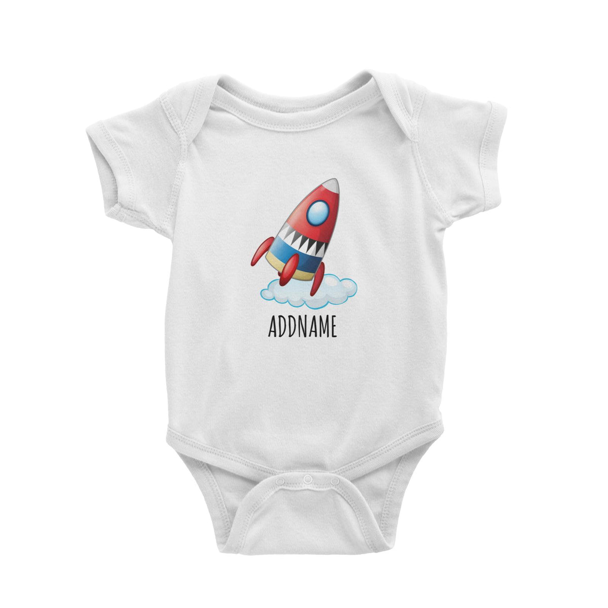 Rocket in Cloud White White Baby Romper