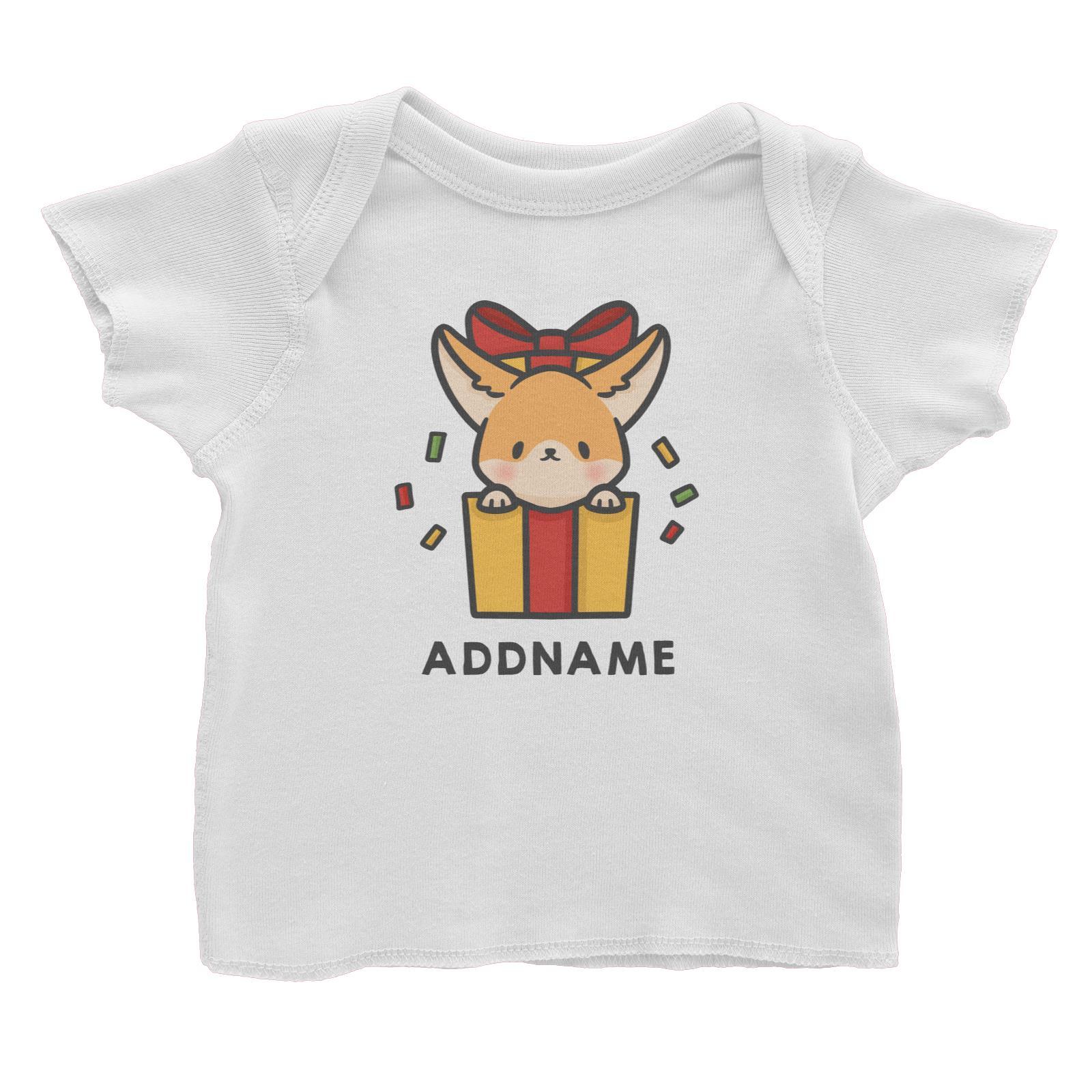 Xmas Cute Dog In Gift Box Addname Accessories Baby T-Shirt