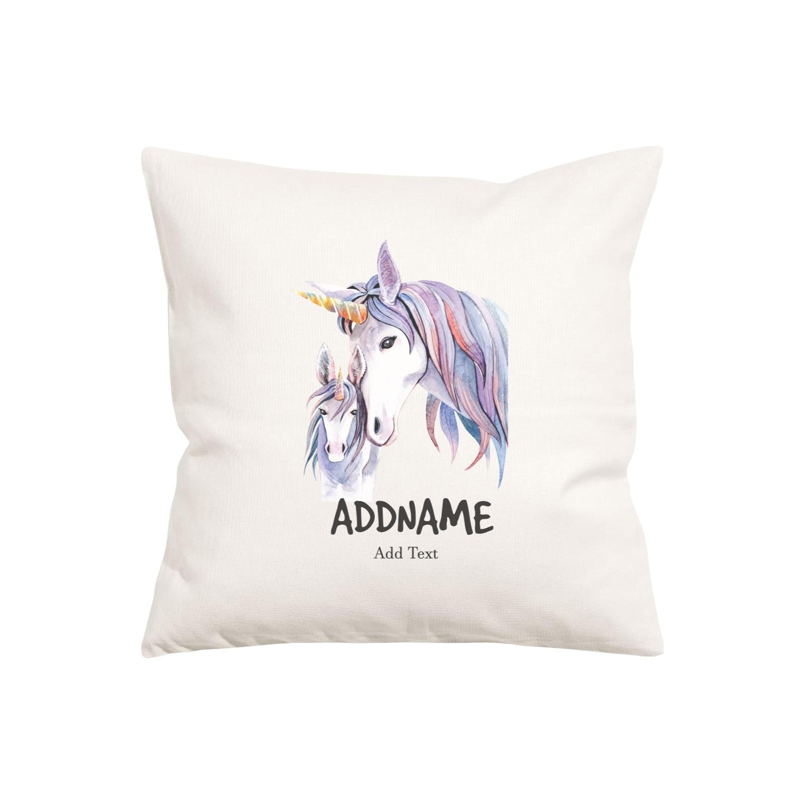 Watercolor Unicorn Series Mom & Child Addname Pillow Cushion