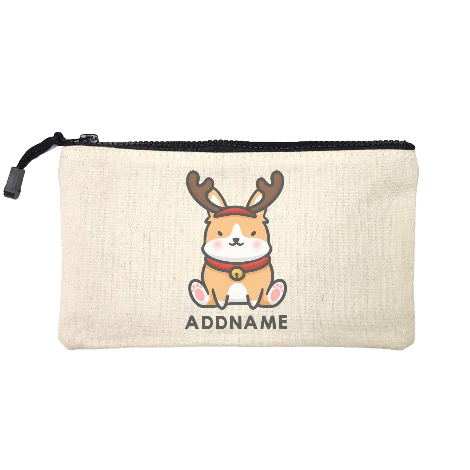 Xmas Cute Dog With Reindeer Antlers Addname Mini Accessories Stationery Pouch
