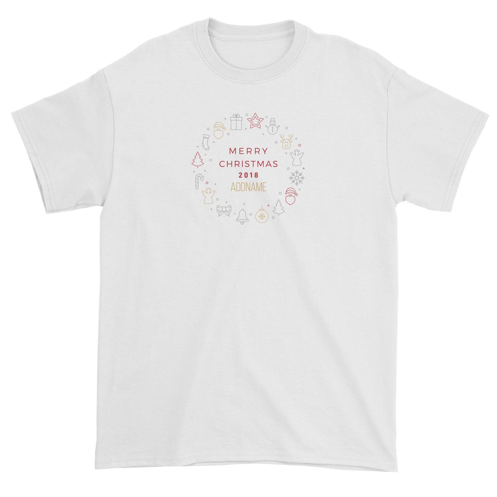Christmas Minimalist Frame 2018 Addname Unisex T-Shirt