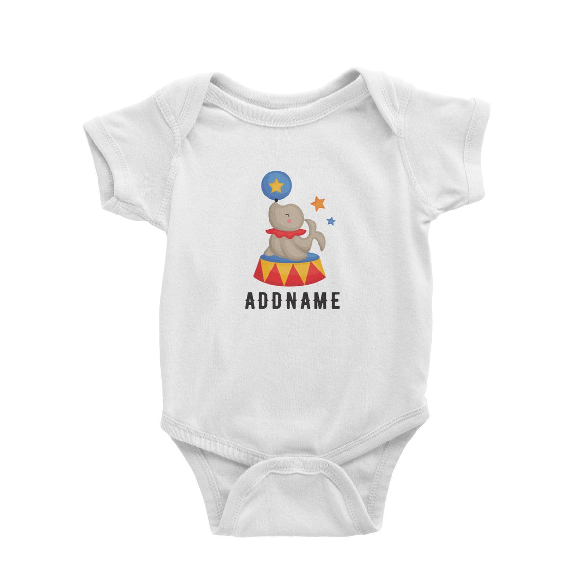 Birthday Circus Seal Playing Ball Addname Baby Romper
