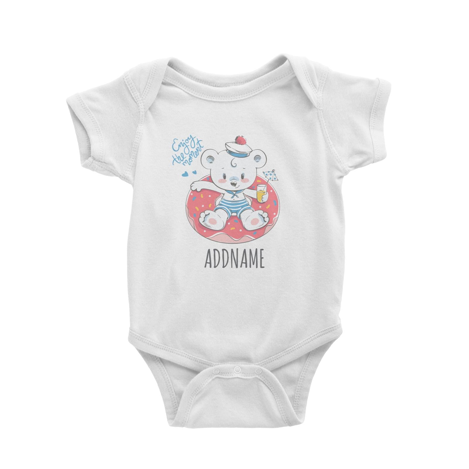 Sailor Bear on Float White Baby Romper Personalizable Designs Cute Sweet Animal HG