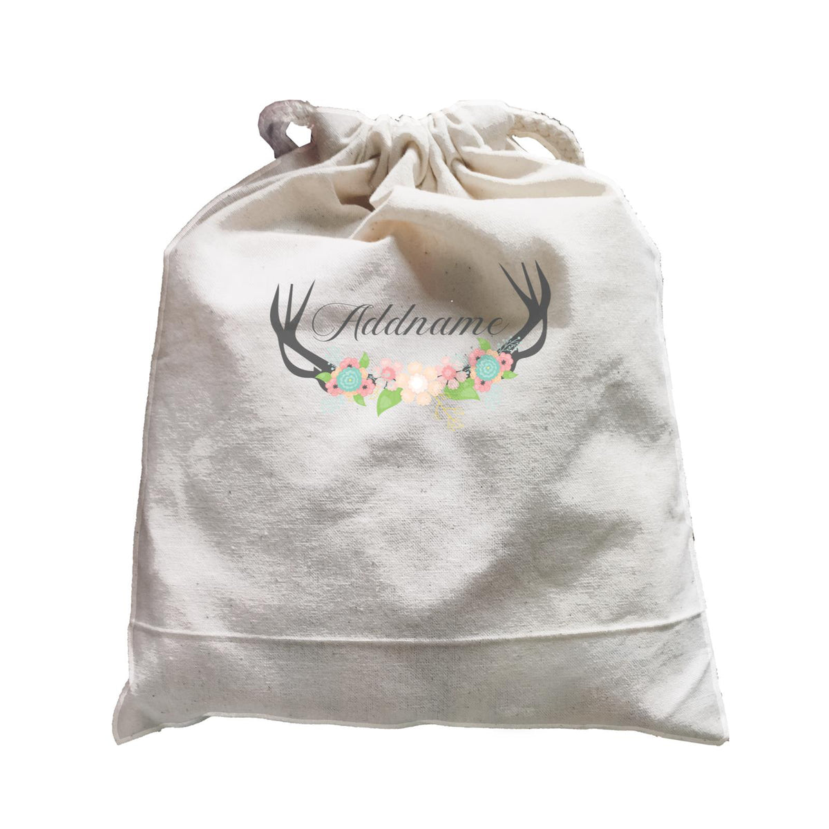 Basic Family Series Pastel Deer Black Deer Antlers With Flower Addname Satchel