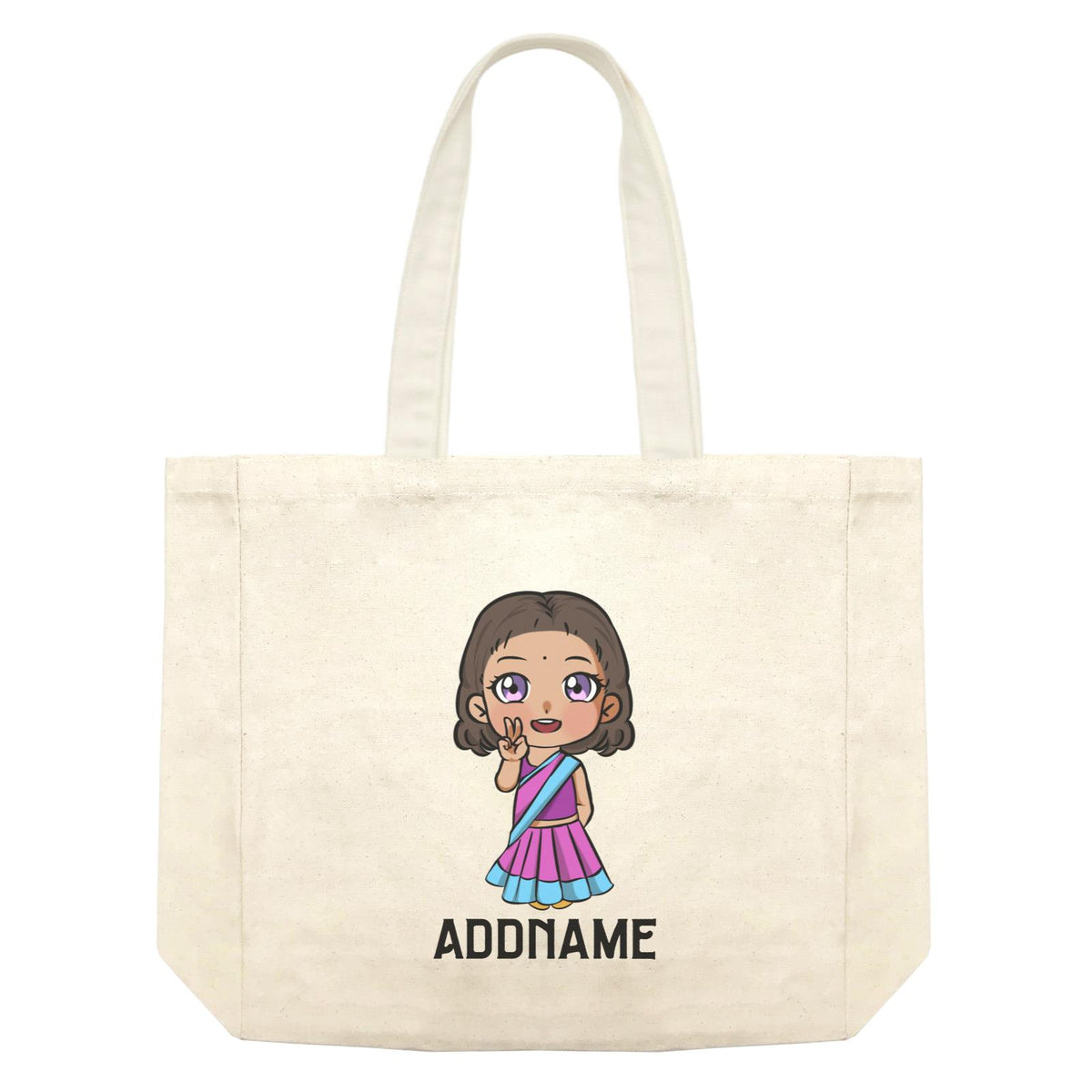Deepavali Series Chibi Little Girl Front Addname Shopping Bag