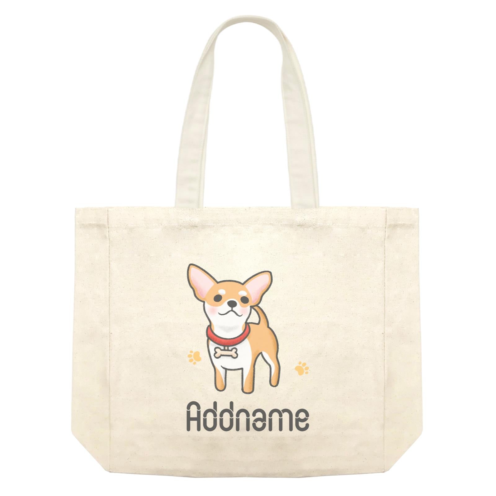 Cute Hand Drawn Style Chihuahua Addname Shopping Bag