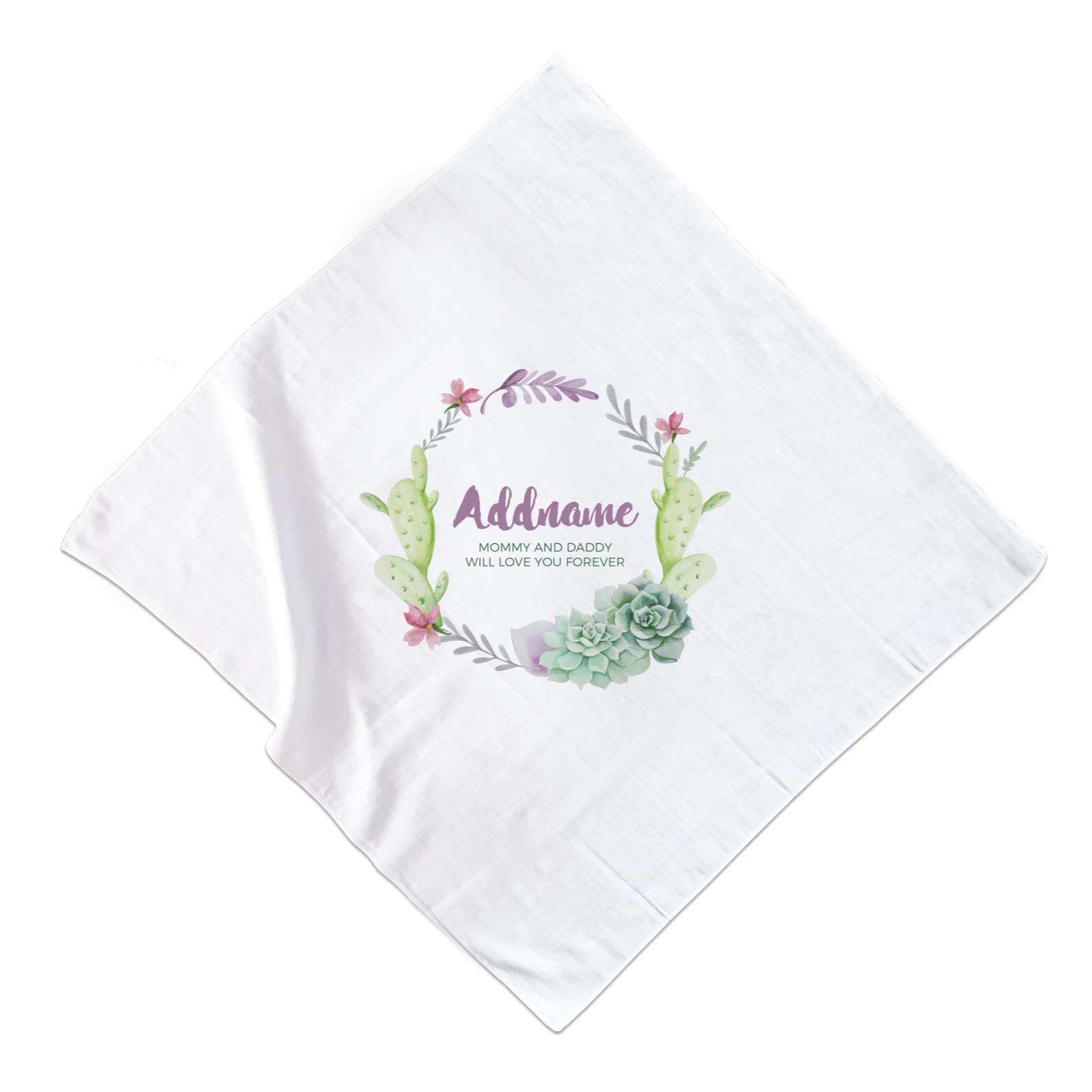 Succulent Wreath Personalizable with Name and Text Muslin Square