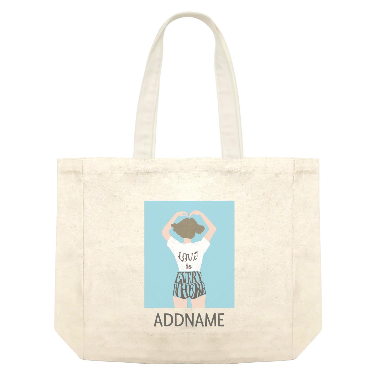 Beautiful Chic Love Is Everywhere Girl with Addname Shopping Bag