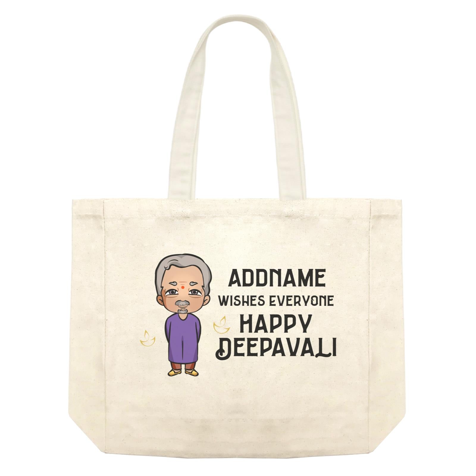 Deepavali Chibi Grandpa Addname Wishes Everyone Deepavali Shopping Bag