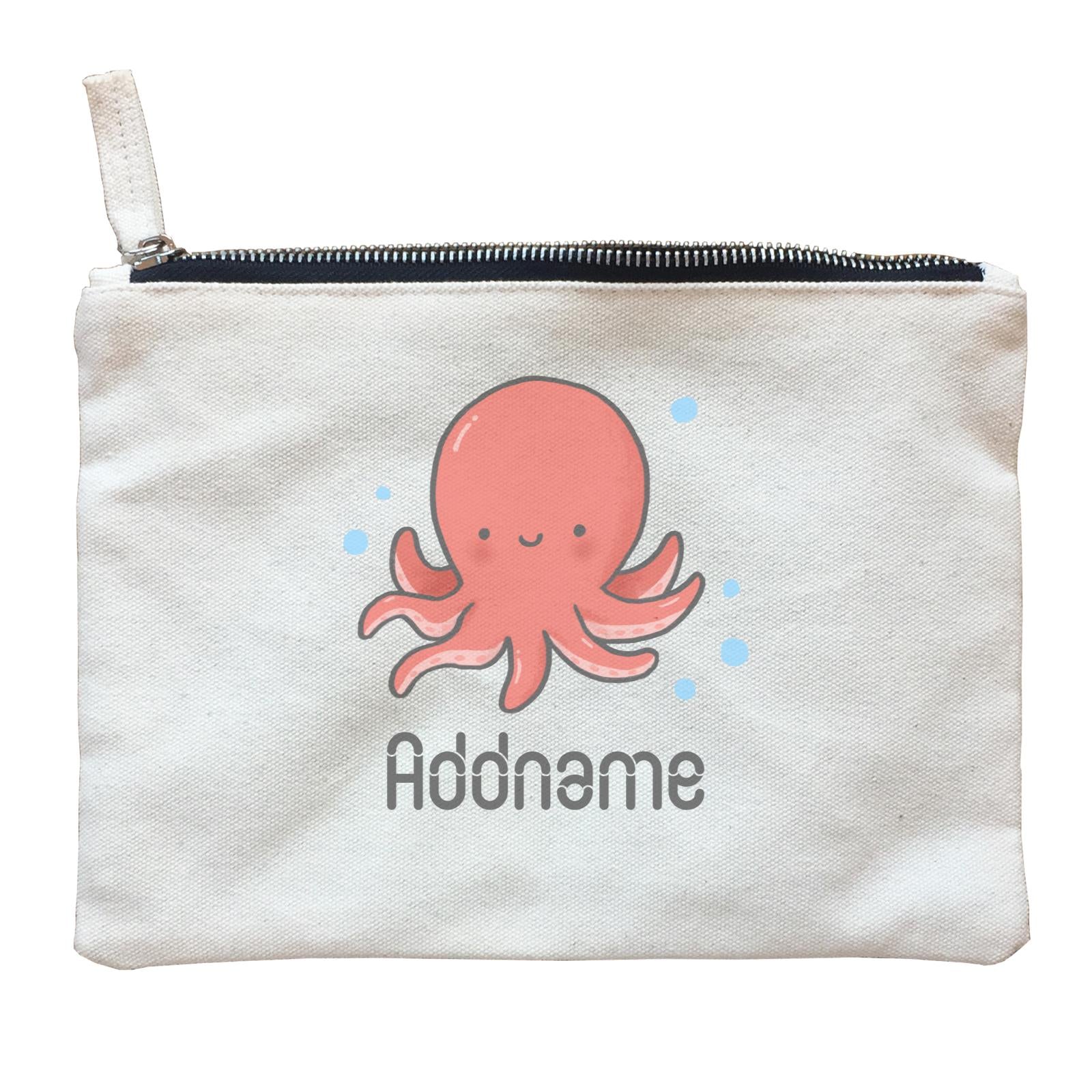 Cute Hand Drawn Style Octopus Addname Zipper Pouch