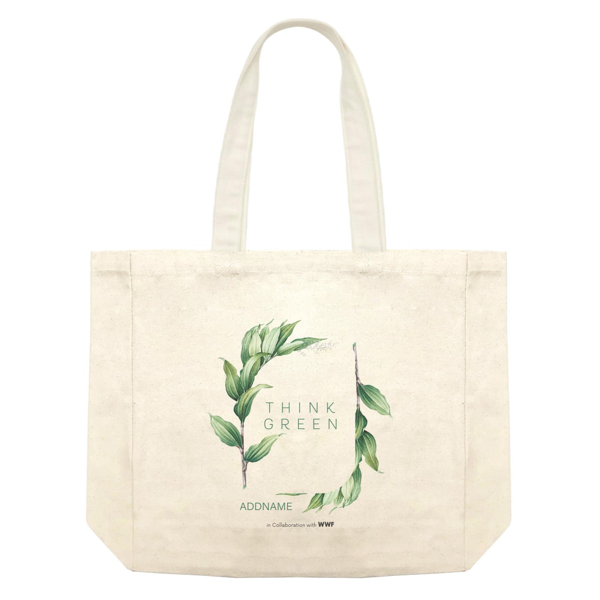 Think Green Watercolour Branches Addname Shopping Bag