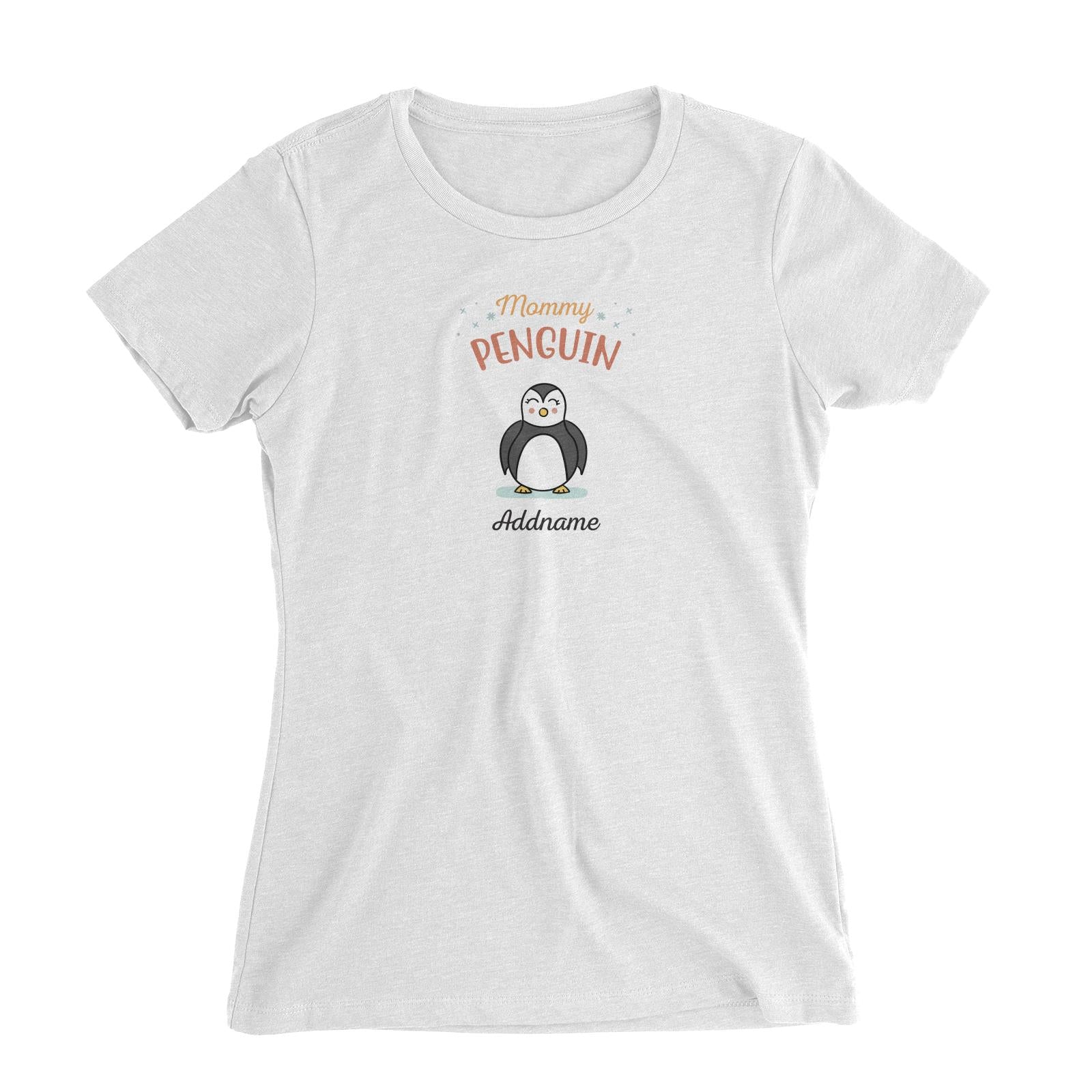 Penguin Family Mommy Penguin Addname Women's Slim Fit T-Shirt