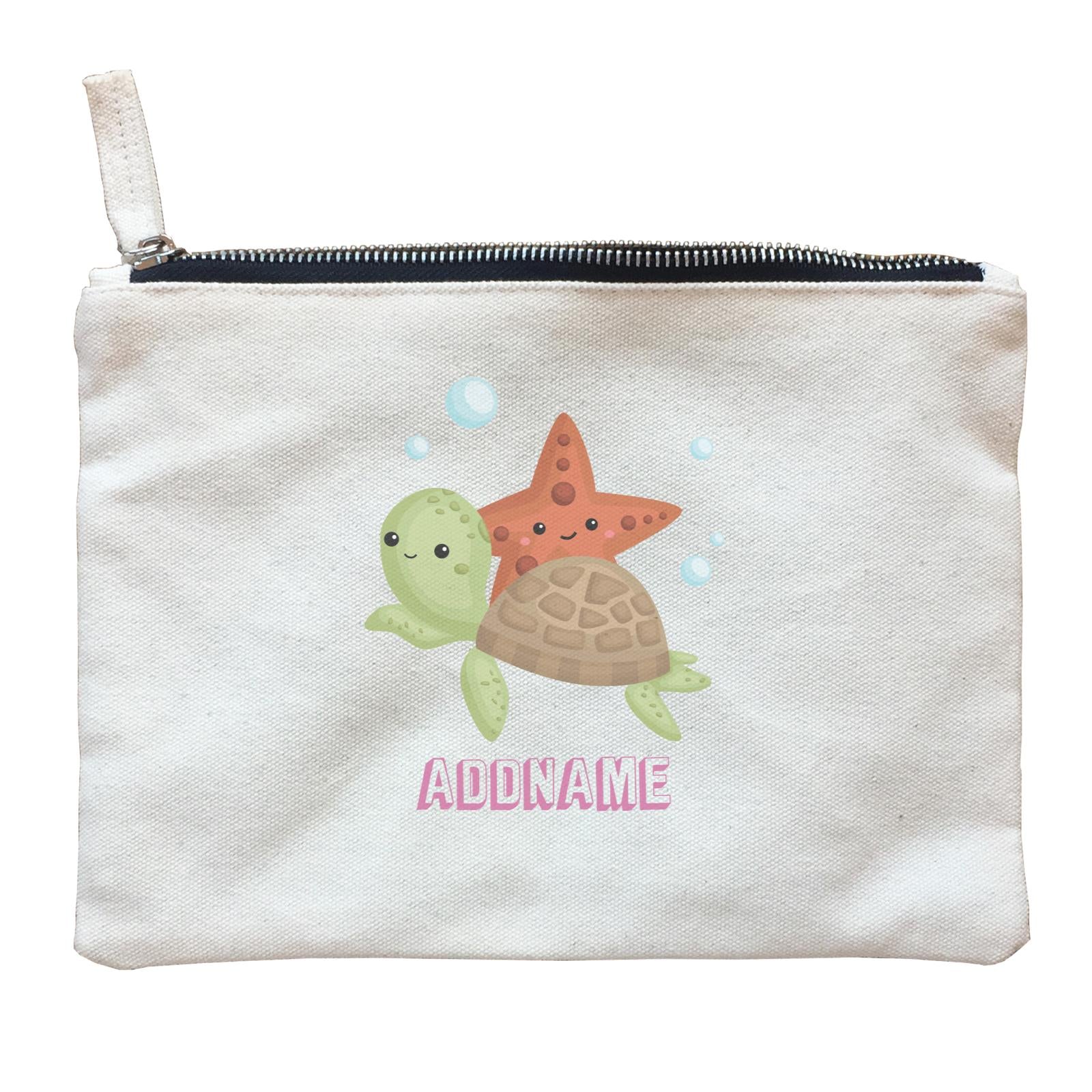 Birthday Mermaid Turtle And Starfish Addname Zipper Pouch