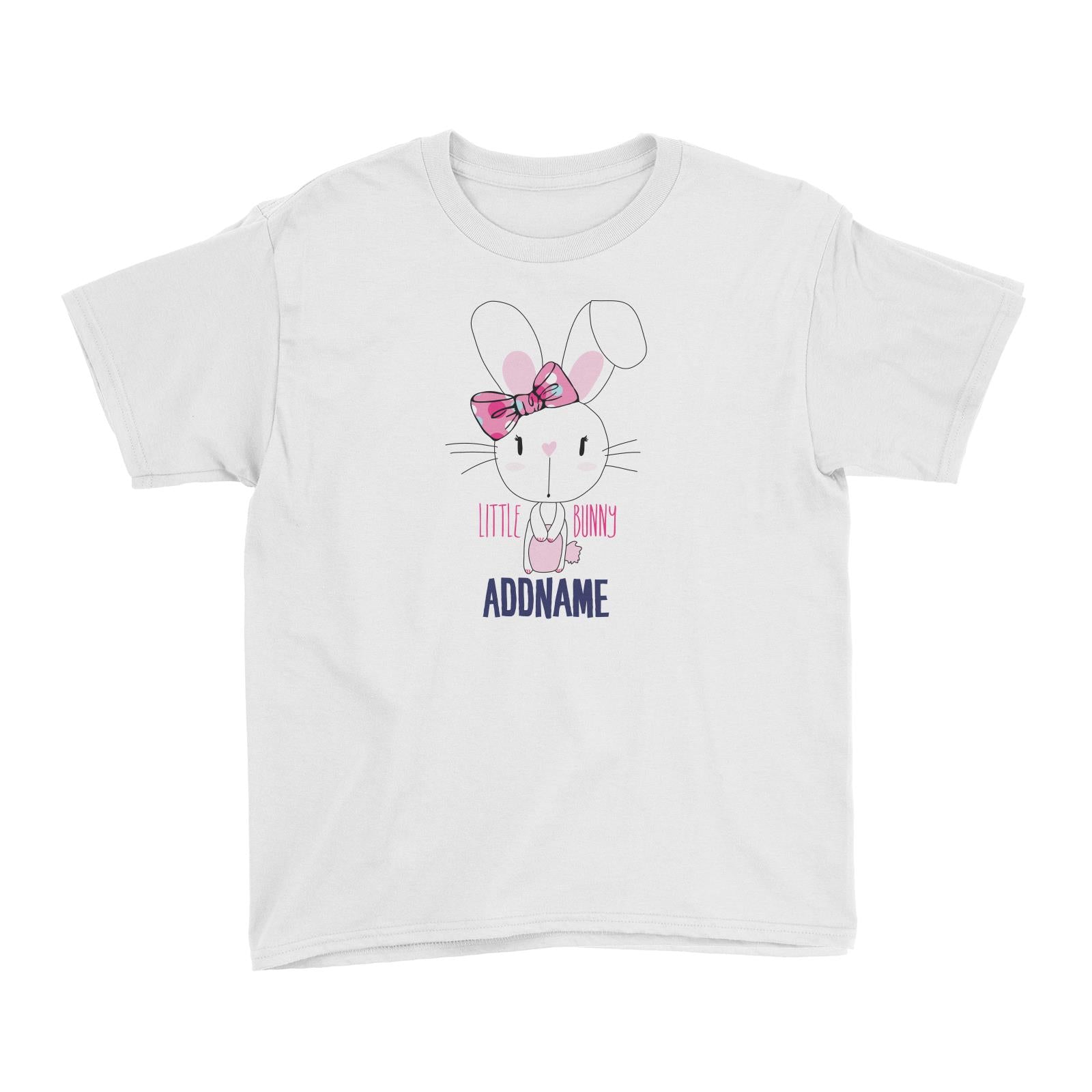 Cool Vibrant Series Little Bunny With Ribbon Addname Kid's T-Shirt [SALE]