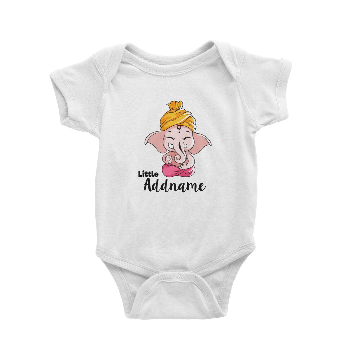 Cute Sitting Ganesha Meditating Little Addname Baby Romper