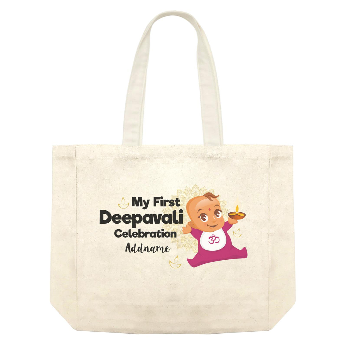 Cute Baby My First Deepavali Celebration Addname Shopping Bag