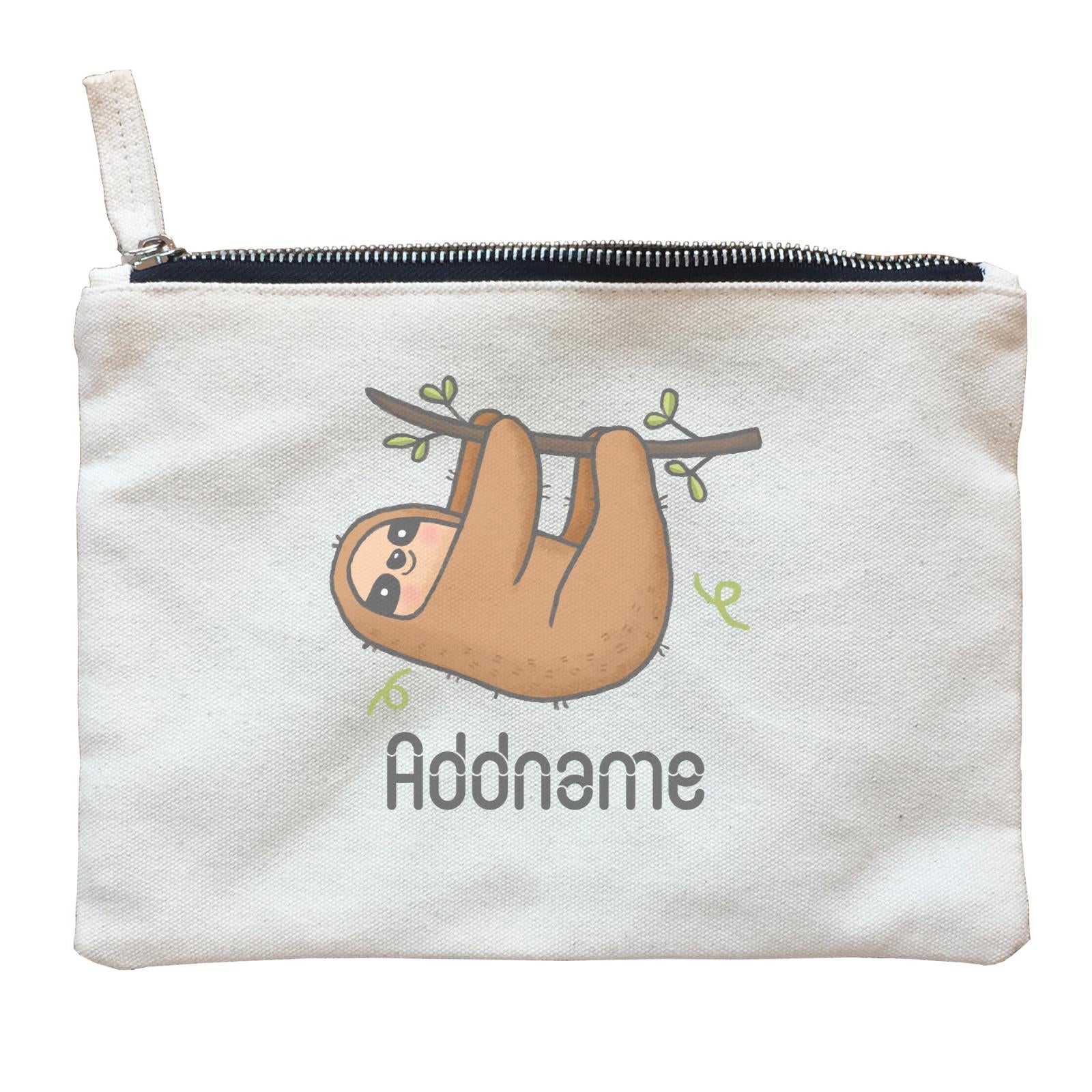 Cute Hand Drawn Style Sloth Addname Zipper Pouch