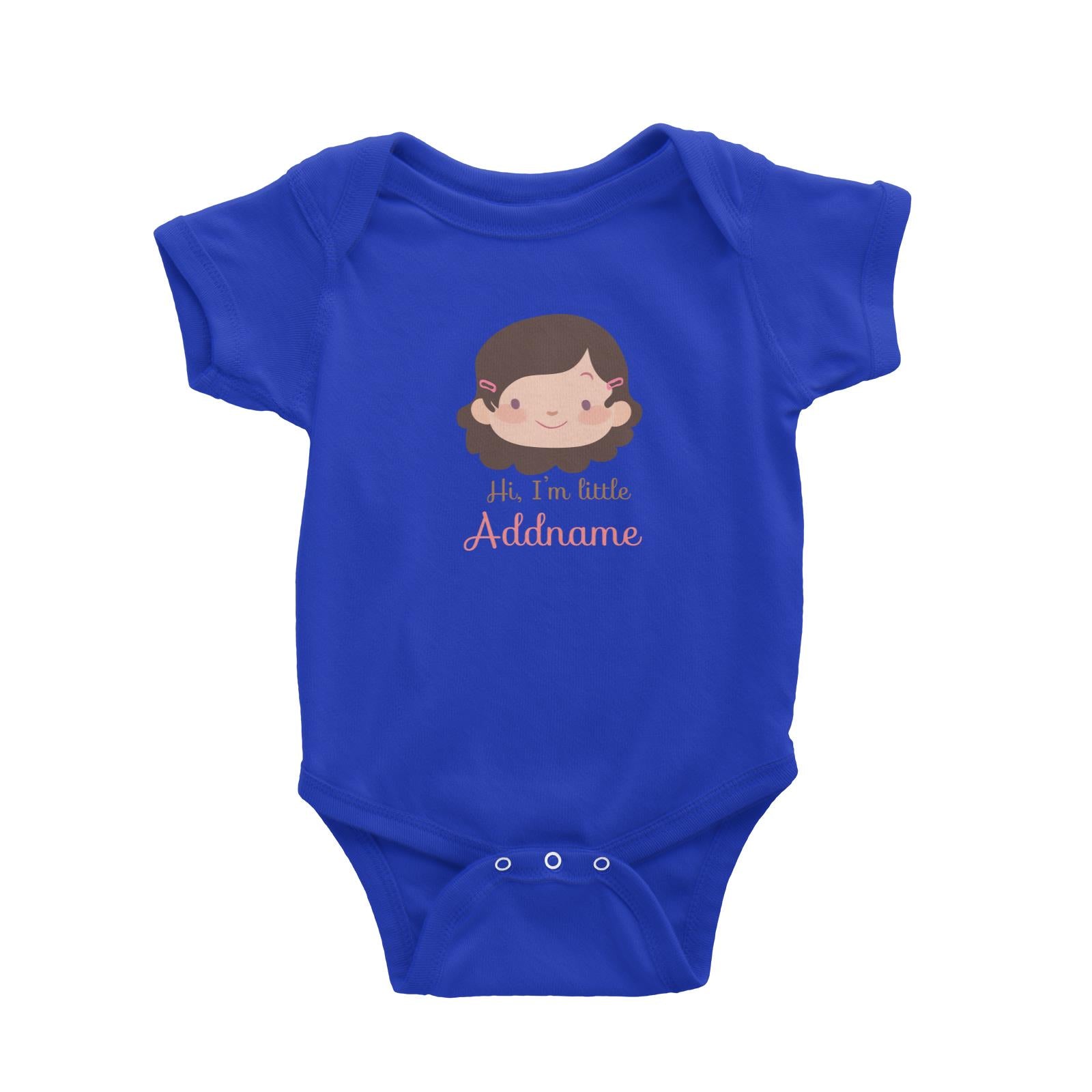 Cute Girl with Curly Hair Hi I Am Little Addname Baby Romper
