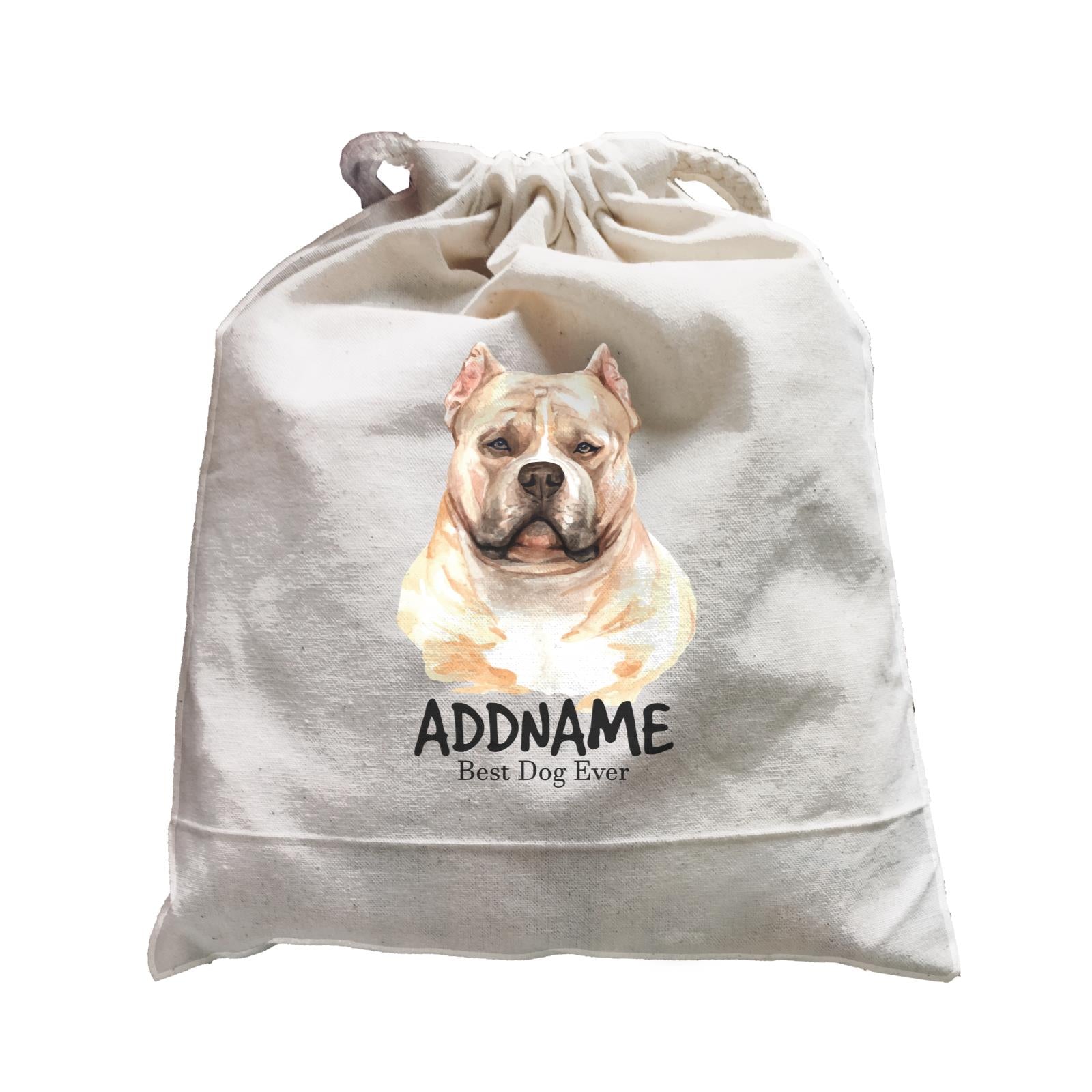 Watercolor Dog American Bully Best Dog Ever Addname Satchel
