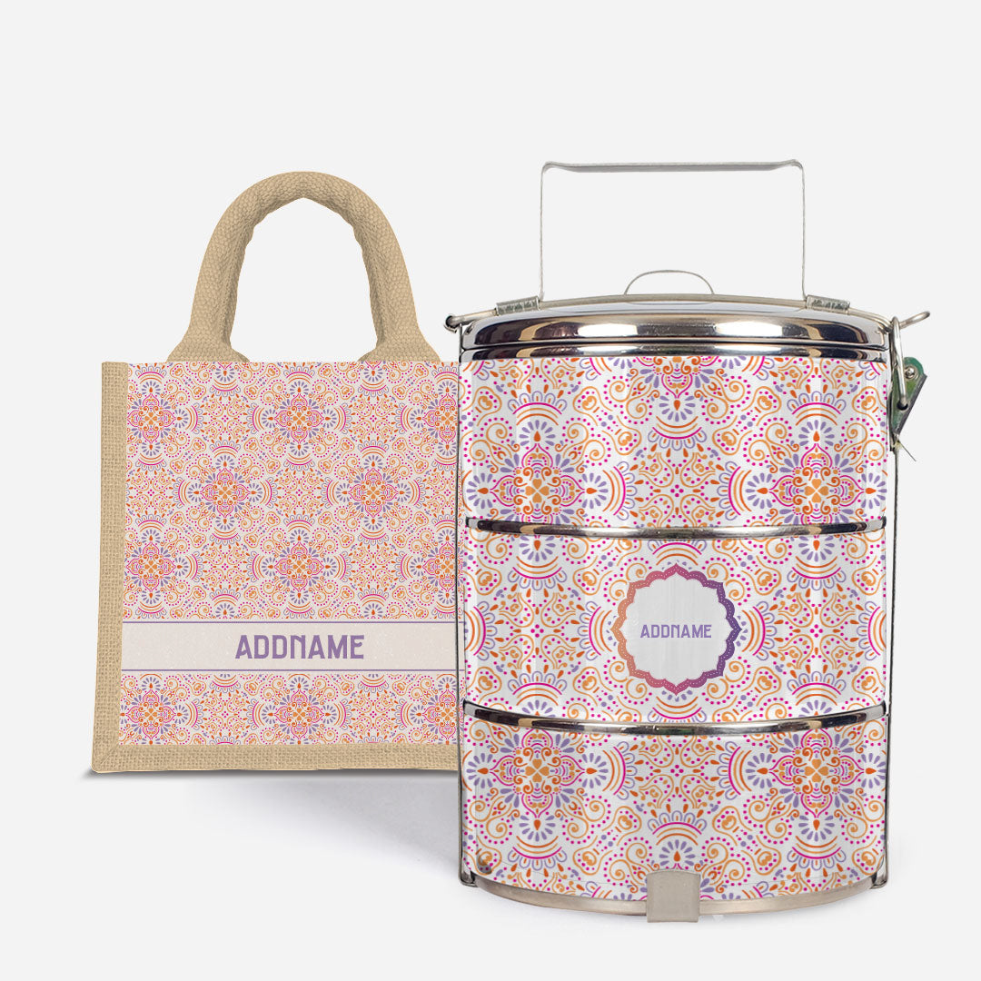 Pookal Series Standard Tiffin with Half Lining Lunch Bag - Triumph Natural